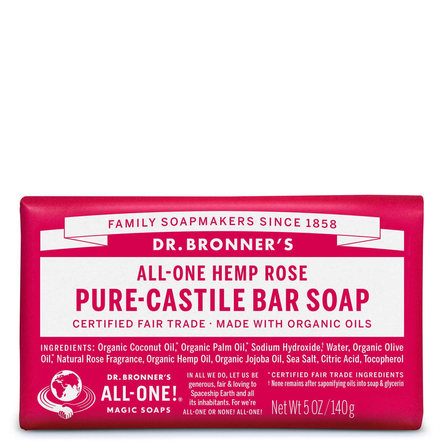 JABÓN DE ROSA ORGÁNICA DR. BRONNERS MAGIC SOAPS (140G)