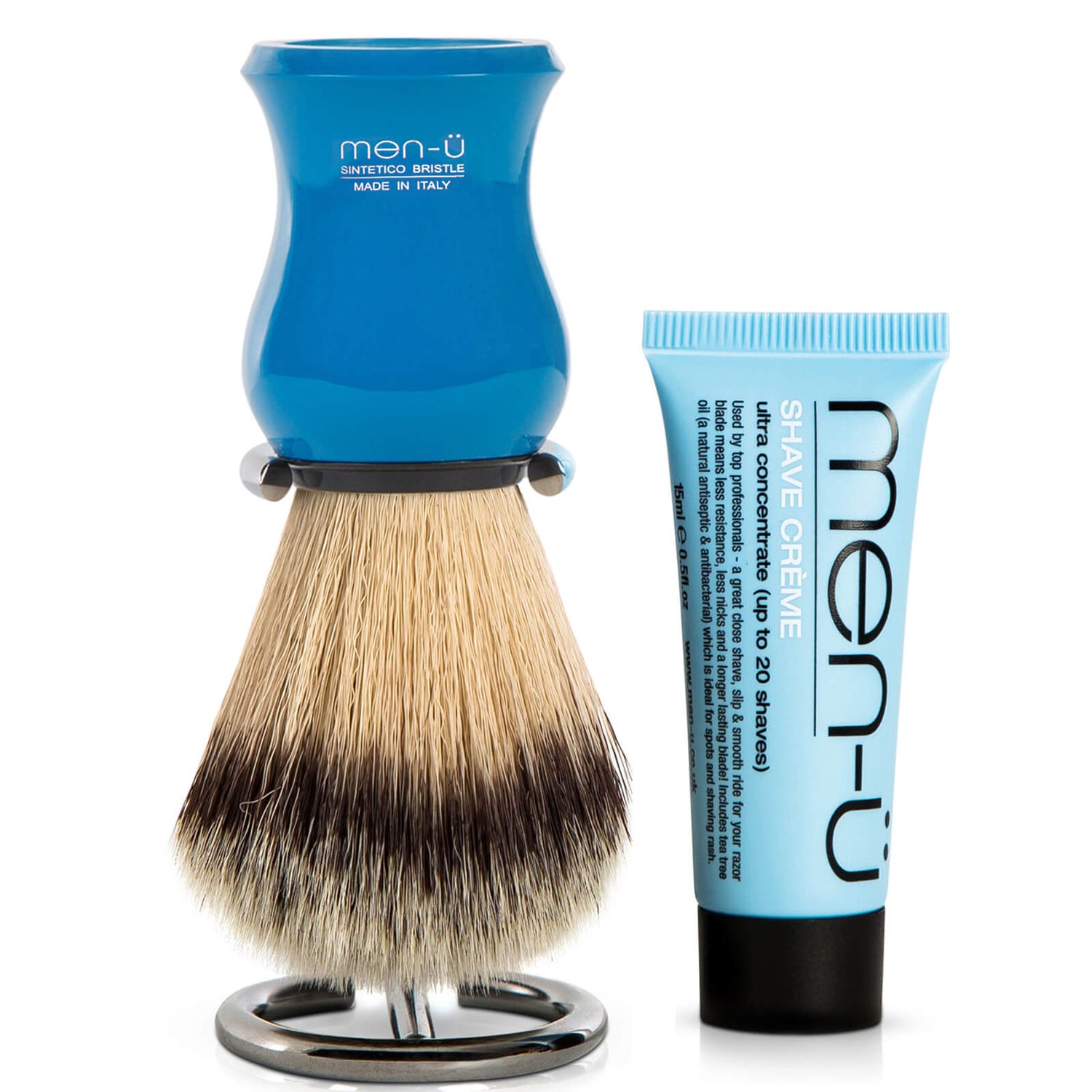 men-ü DB Premier Shave Brush mit Chromständer - Blue