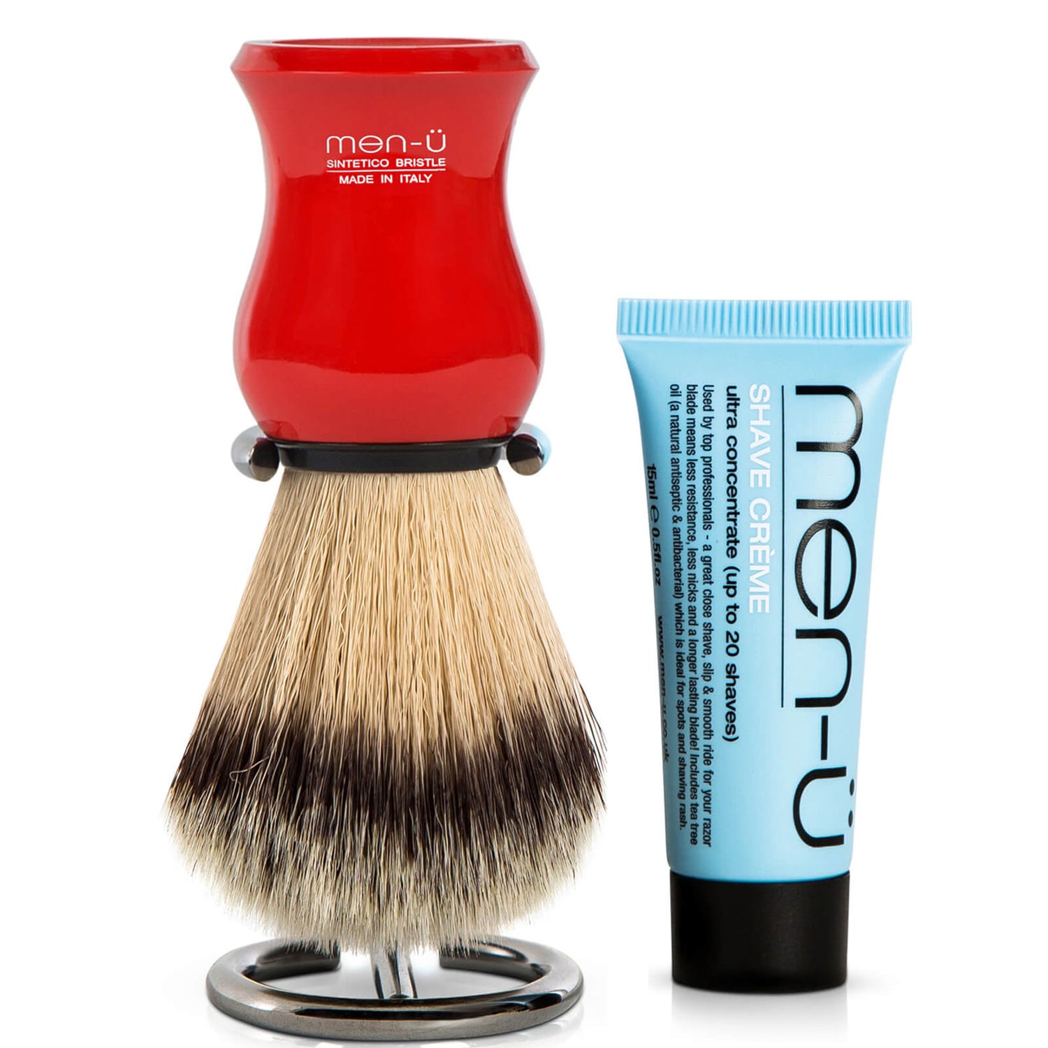 men-ü DB Premier Shave Brush with Chrome Stand - 紅色