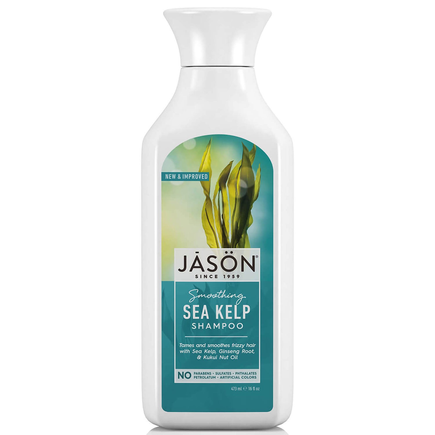 Разглаживающий шампунь для волос с экстрактом бурых водорослей JASON Smoothing Sea Kelp Shampoo 473 мл