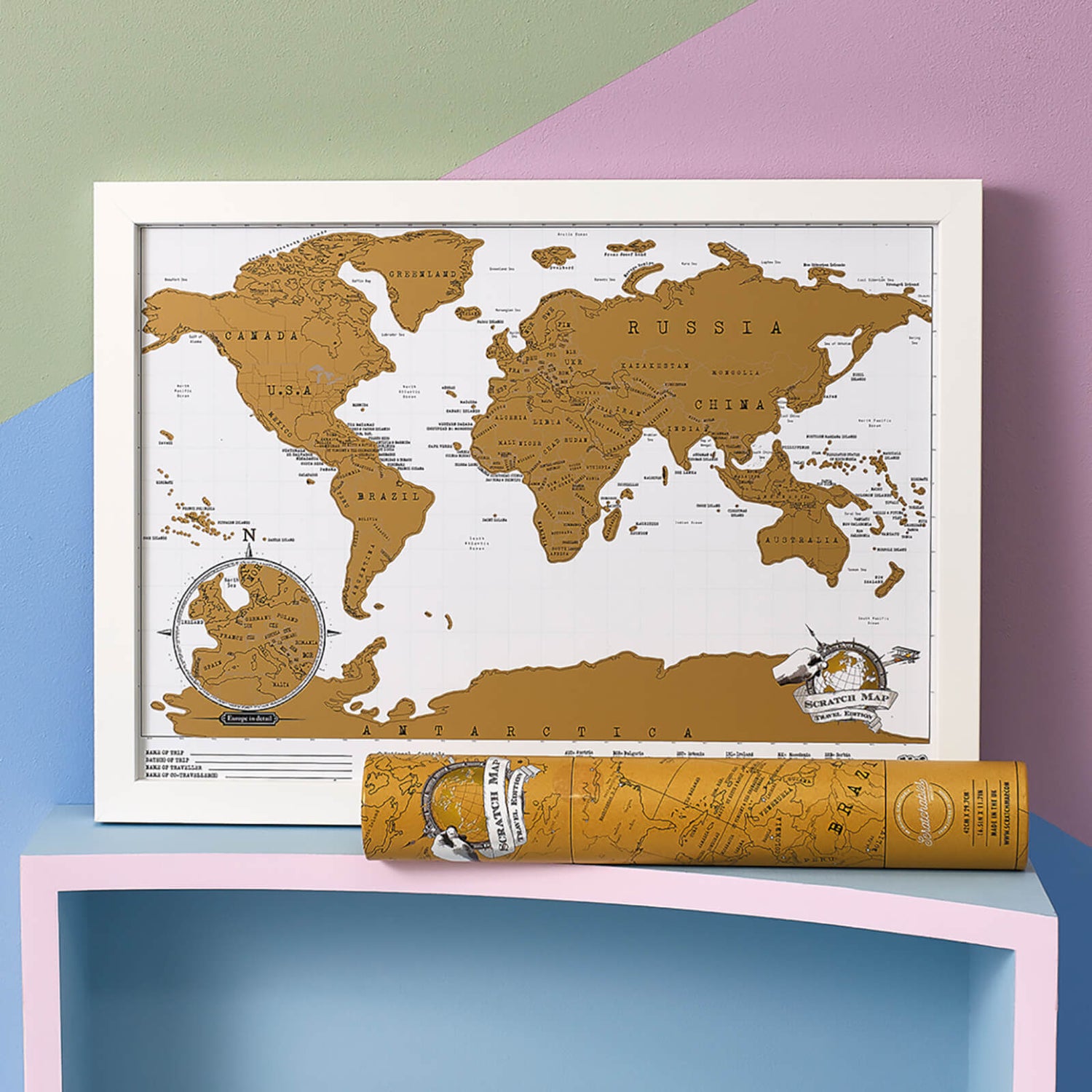 Carte du Monde à Gratter /Vins & Lifestyle/50x70cm/Flakon