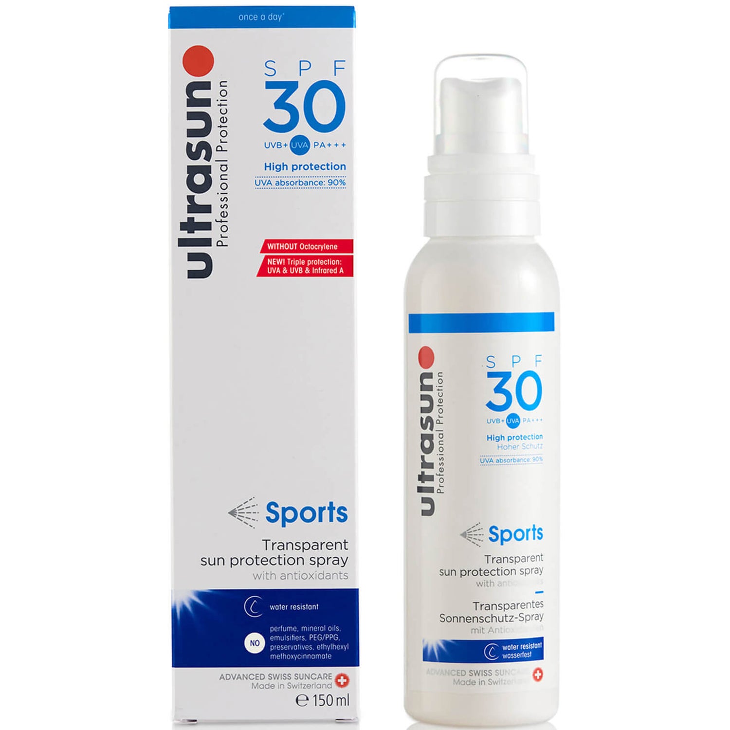 Солнцезащитный спрей для тела для занятий спортом ULTRASUN CLEAR SPRAY SPF30 - SPORTS FORMULA (150 мл)