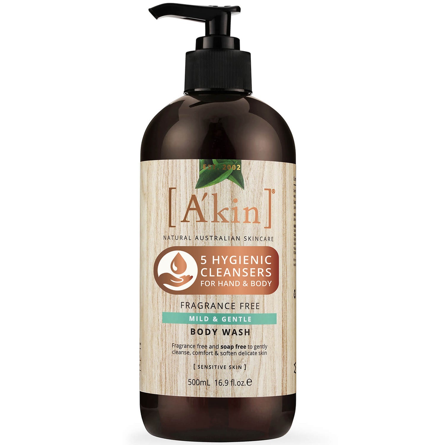 A'kin Uniquely Pure Very Gentle Body Wash 500ml - Unscented