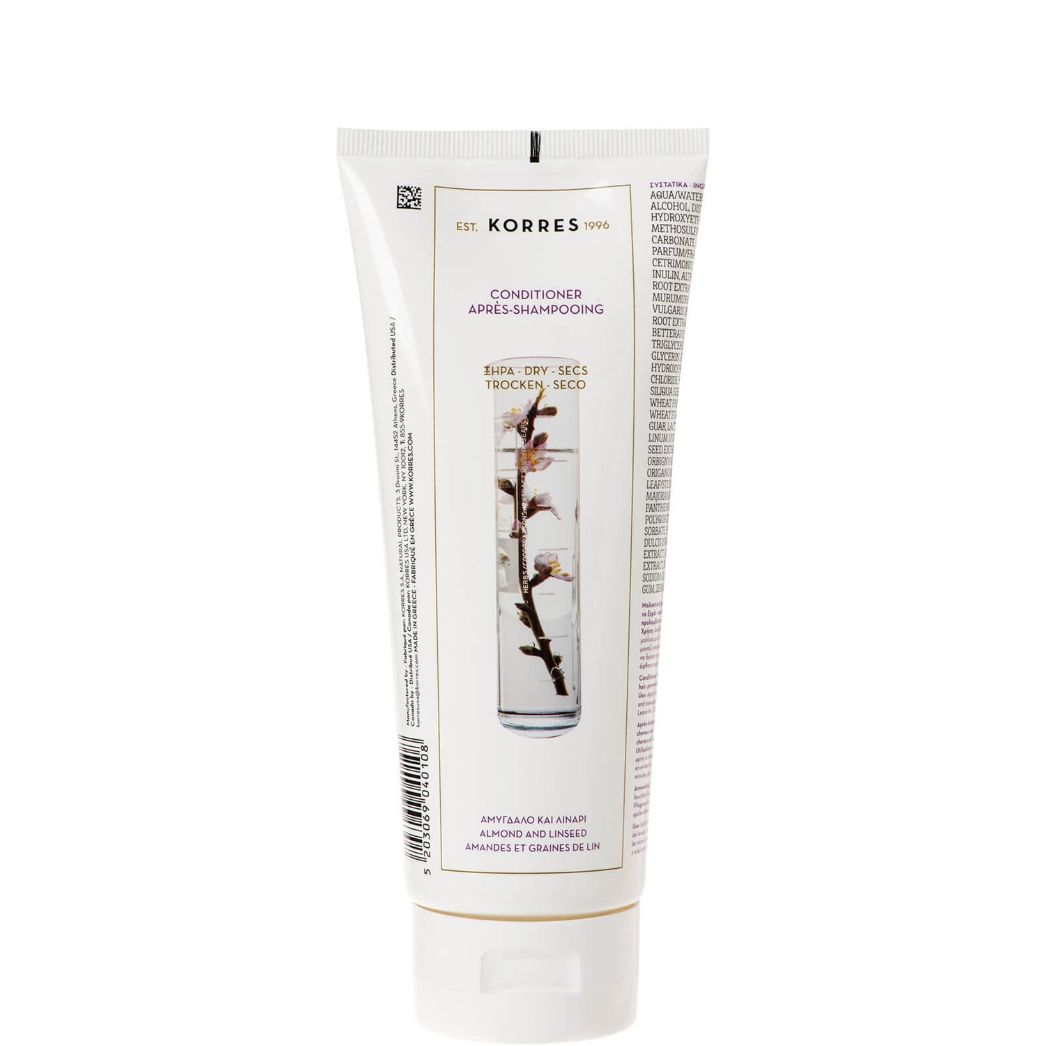 KORRES Après-shampooing Almond and Linseed pour cheveux secs/endommagés (200ml)