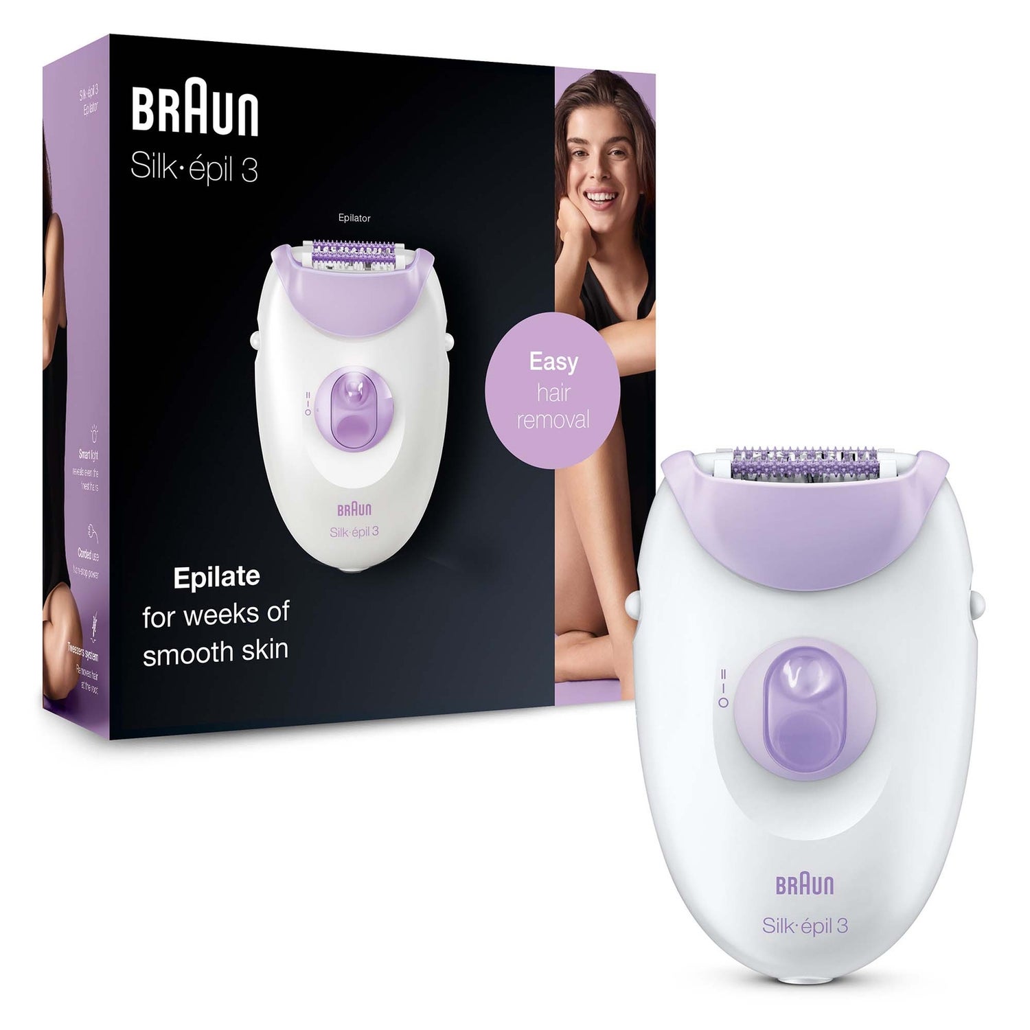 Braun Silk-épil 3-170 Epilierer, Weiß/Violett