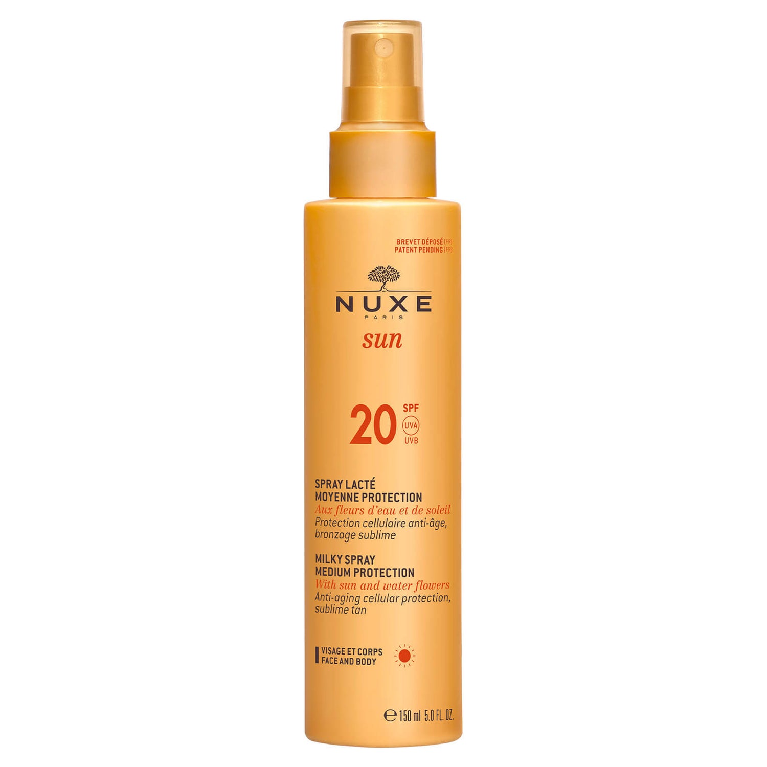 NUXE Sun Sonnenmilch Spray für Gesicht und Körper SPF 20 (150ml) - exklusiv
