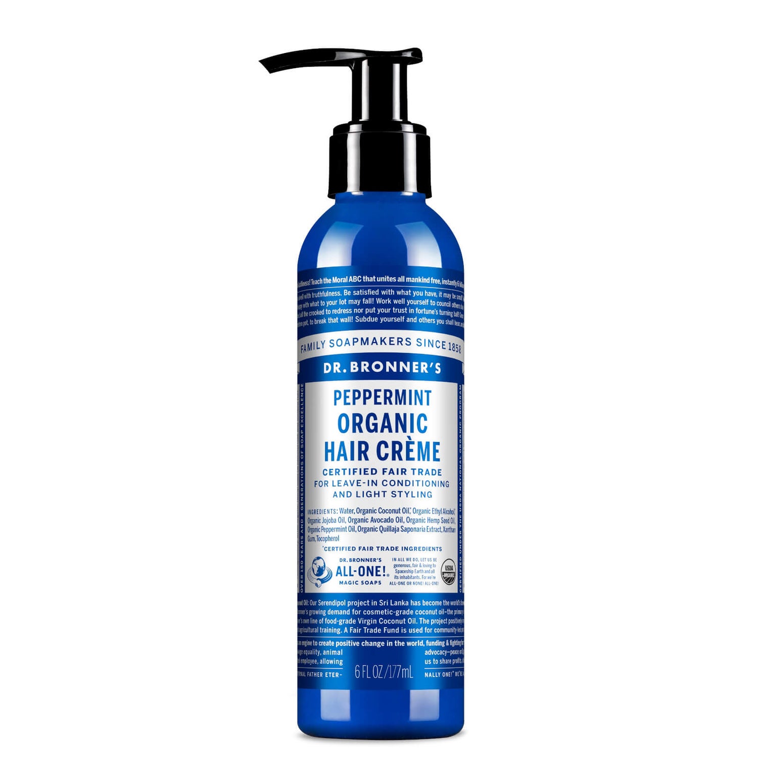 Acondicionador sin aclarado de menta orgánica y crema de peinado Dr. Bronner (178ml)