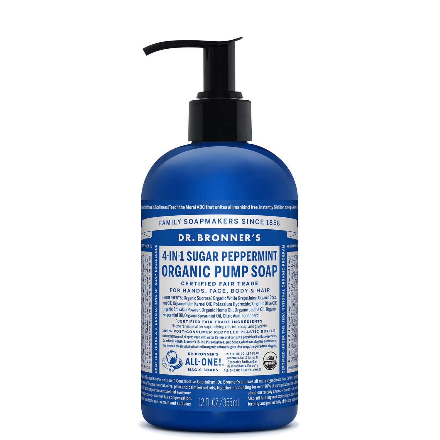 Dr Bronner's Organic Pump Soap Peppermint 355ml