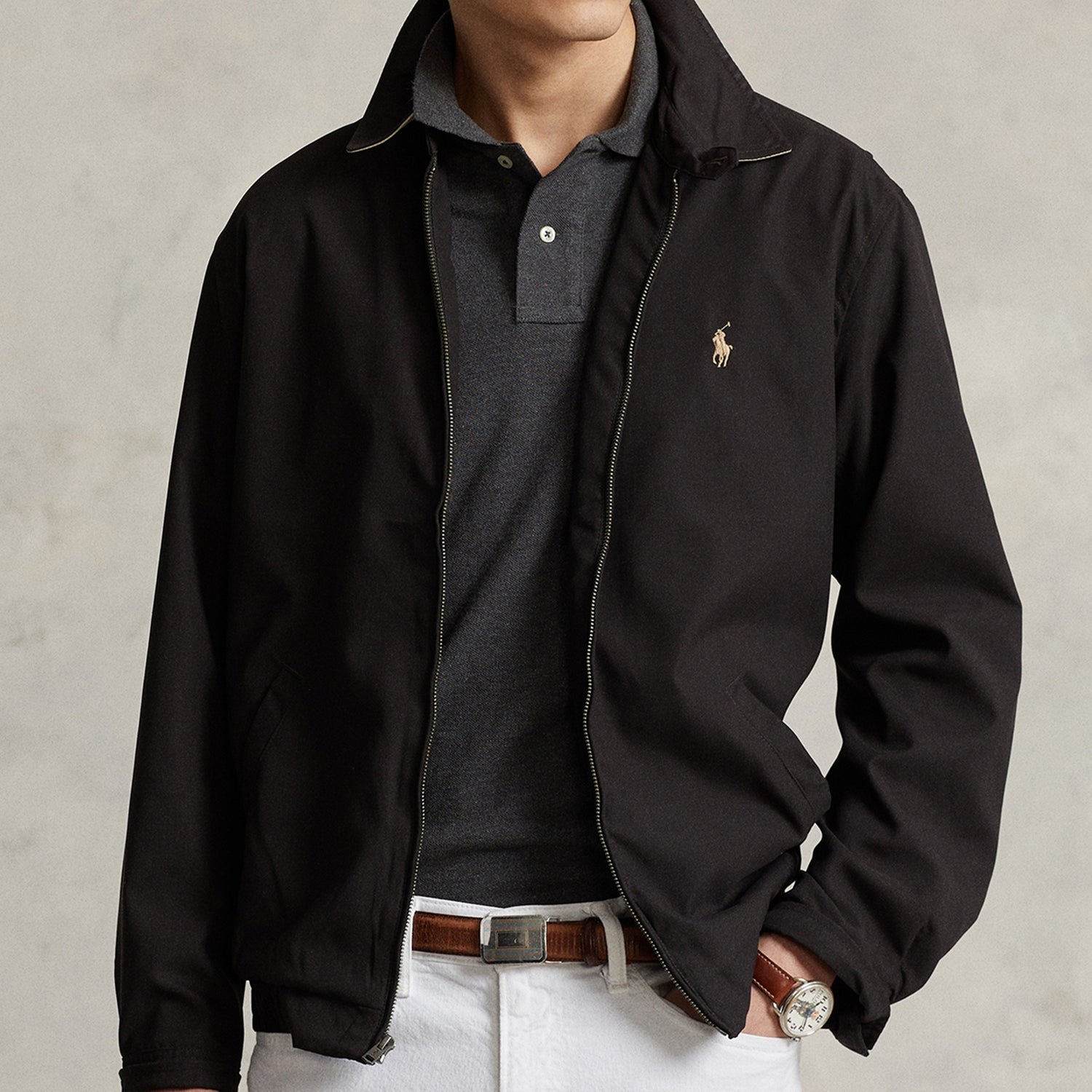 Polo Ralph Lauren Men's Bi-Swing Lined Windbreaker Jacket - RL Black
