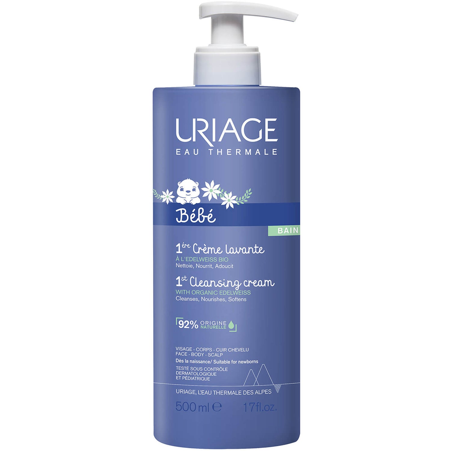 Очищающий крем без мыла для лица, тела и кожи головы Uriage Soap Free Cleansing  Face, Body and Scalp (500 мл)