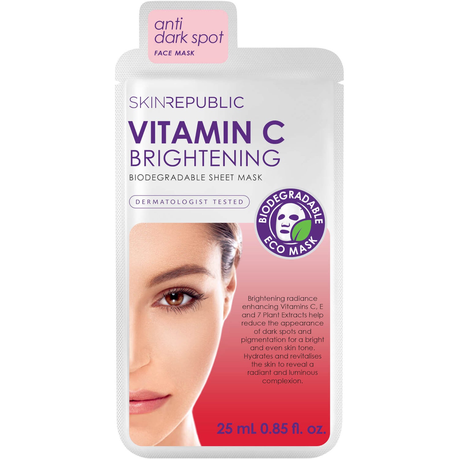 Mascarilla facial iluminadora con vitamina C de Skin Republic (25 ml)
