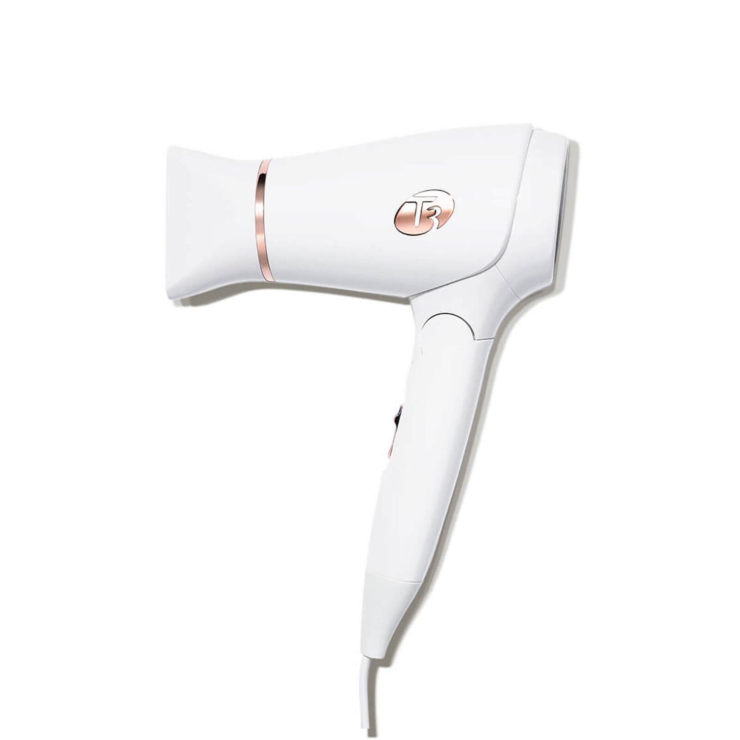 T3 Featherweight Compact Folding Hair Dryer with Dual Voltage - White/Rose Gold (3 piece)