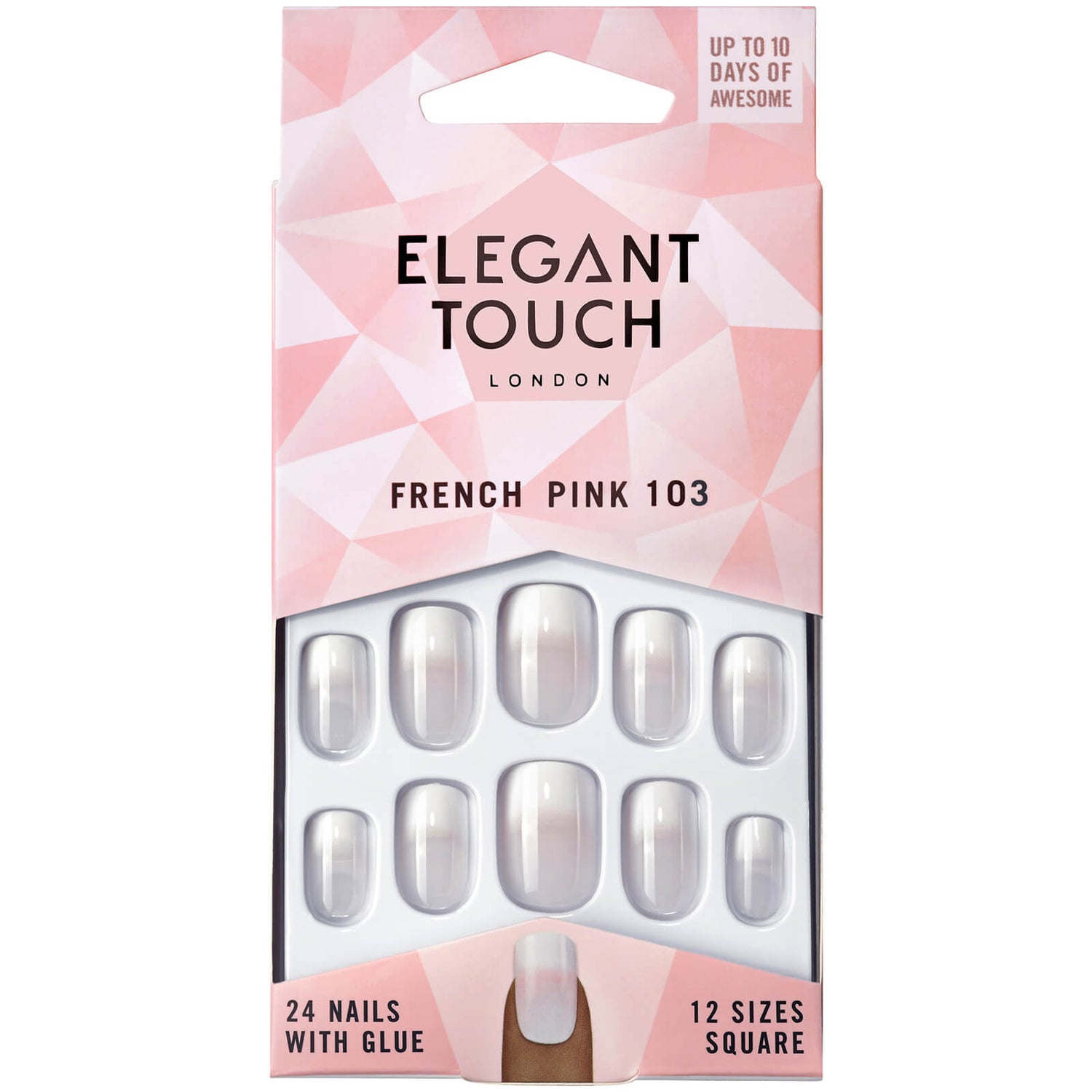 Elegant Touch Natural French Nails – 103 (M) (Pink) (Fade Tip)