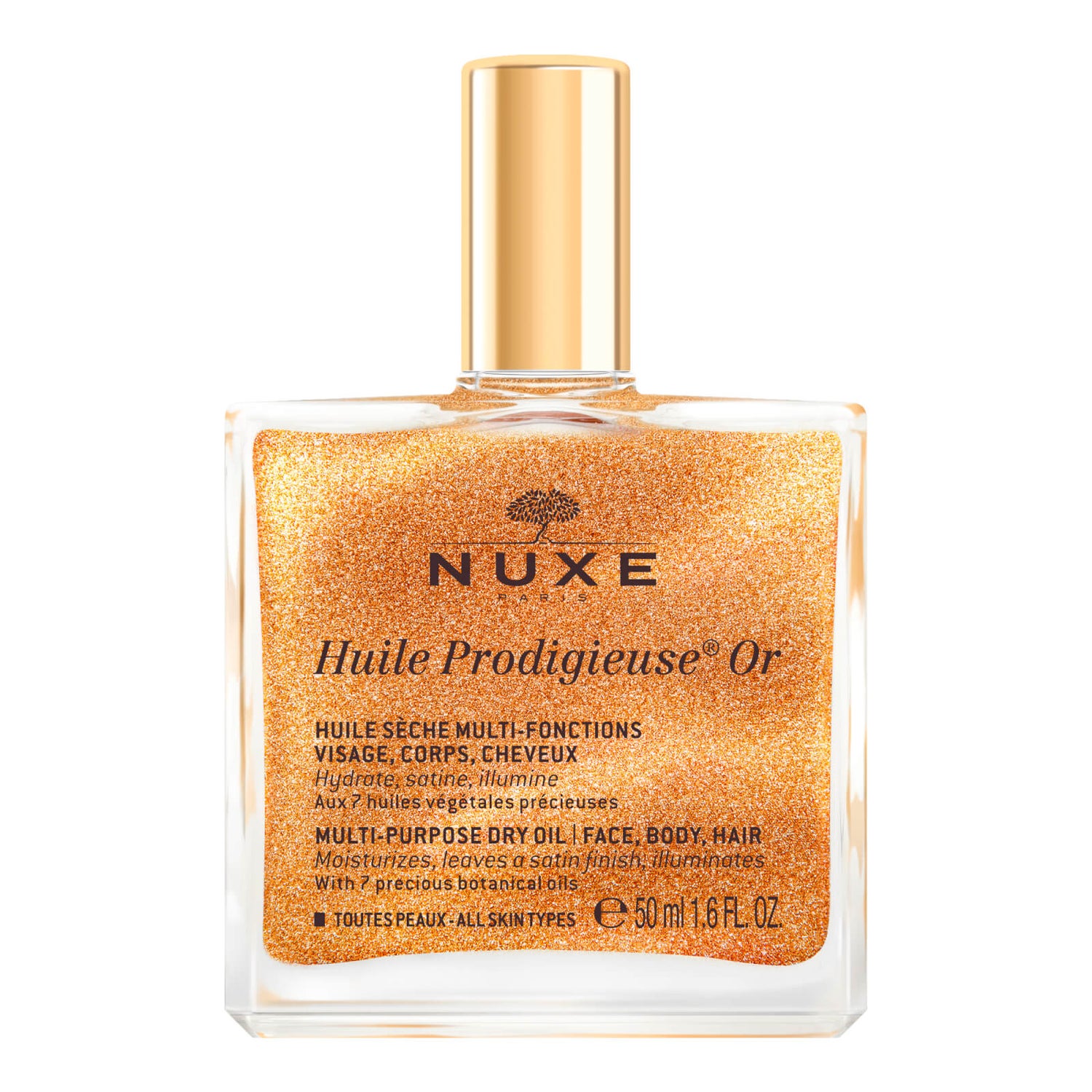 Золотое масло для лица, тела и волос NUXE Huile Prodigieuse Golden Shimmer Multi Usage Dry Oil 50 мл - Красота