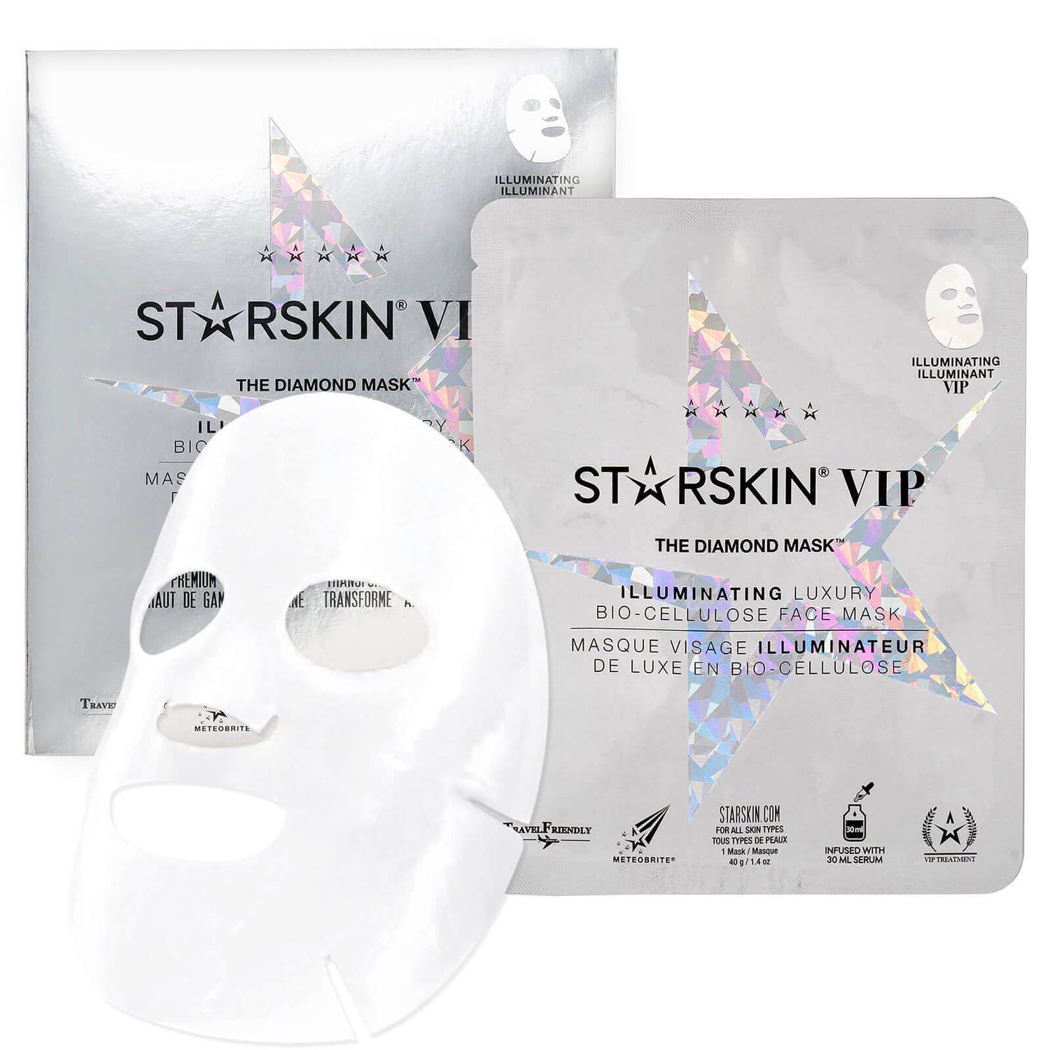 STARSKIN The Diamond Mask™ VIP Illuminating Coconut Bio-Cellulose Second Skin Face Mask