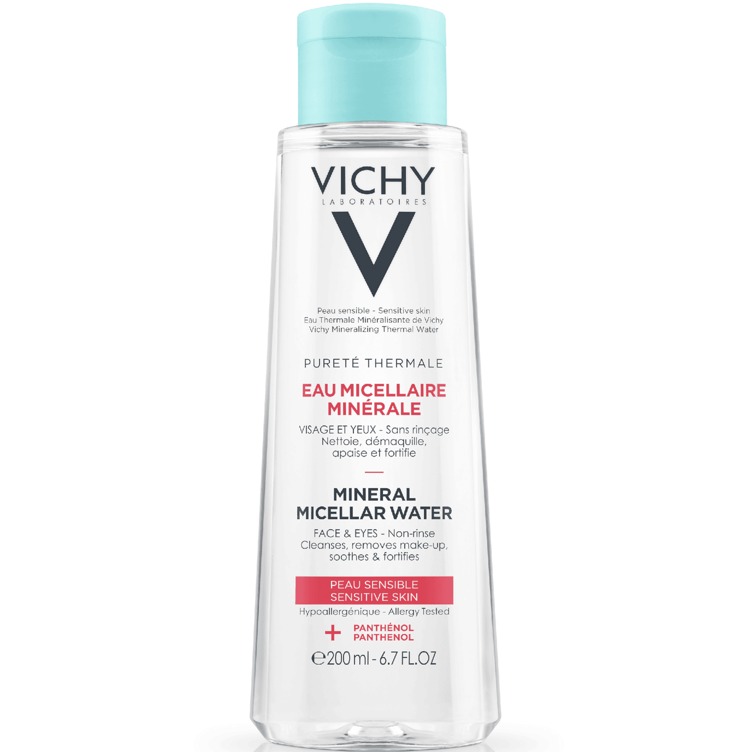 Vichy Pureté Thermale Micellar Cleansing Water 3-in-1 One Step Cleanser and Makeup Remover, 6.76 Fl. Oz.