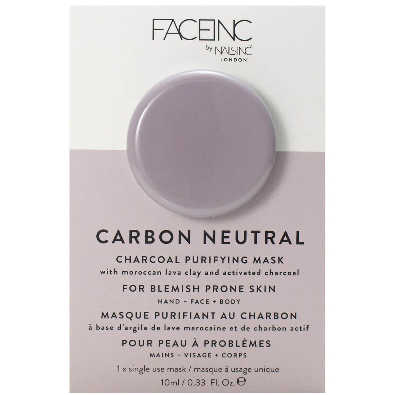 Máscara Carbon Neutral FACEINC by nails inc. Carvão Purificante 10 ml