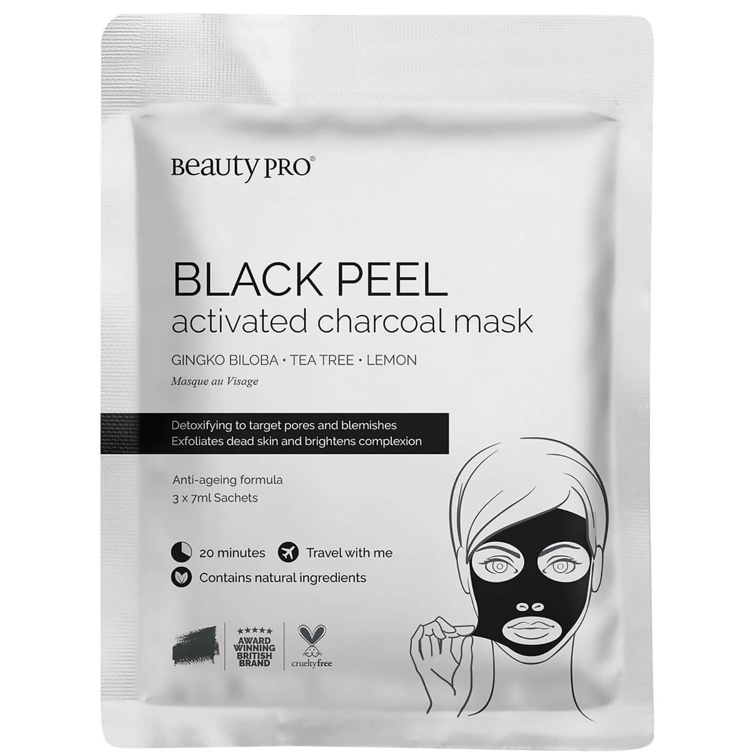 BeautyPro Black Diamond Peel-Off Mask with Activated Charcoal (3  Applications) Lookfantastic UAE