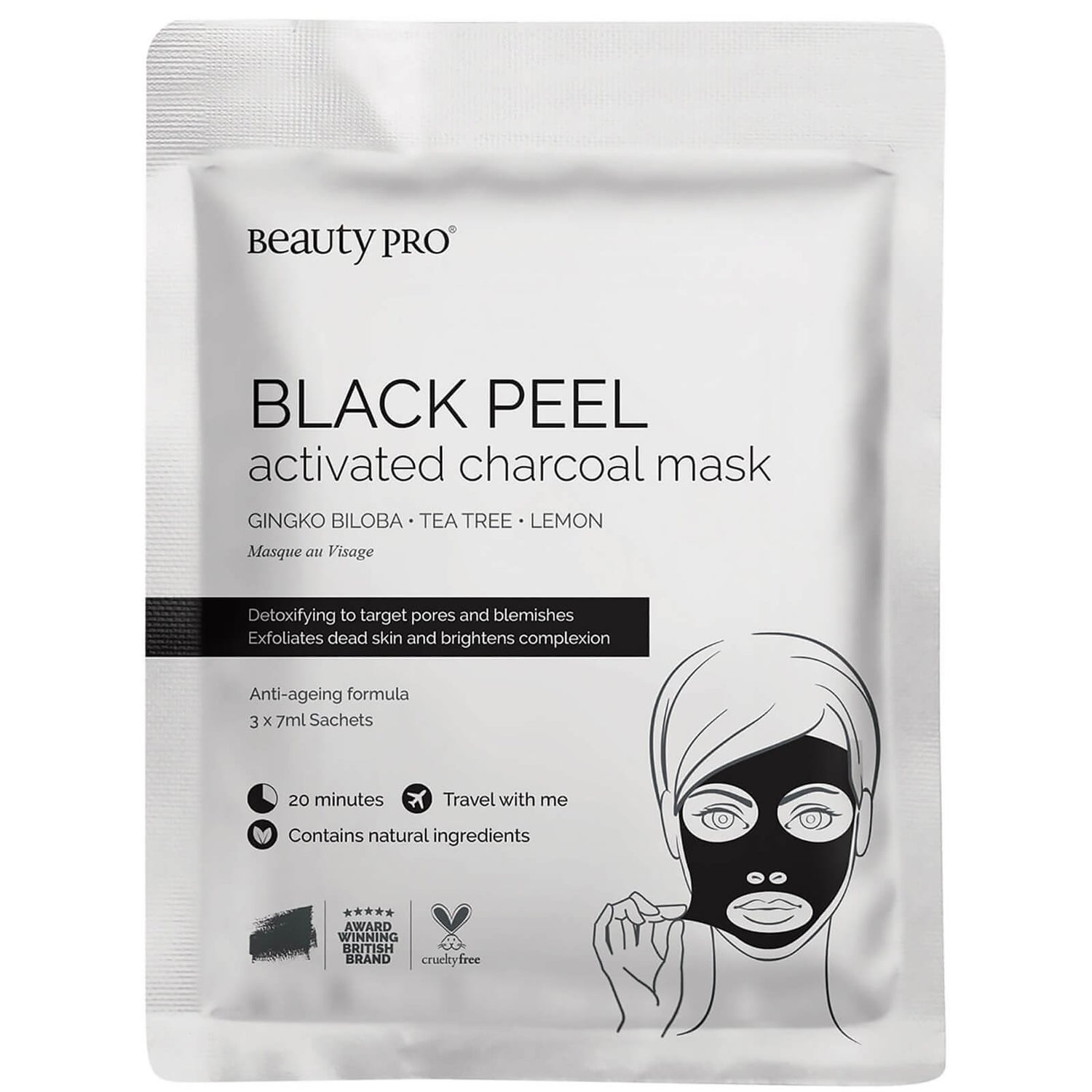 BeautyPro Black Diamond Peel-Off Mask with Activated Charcoal (3 εφαρμογές)