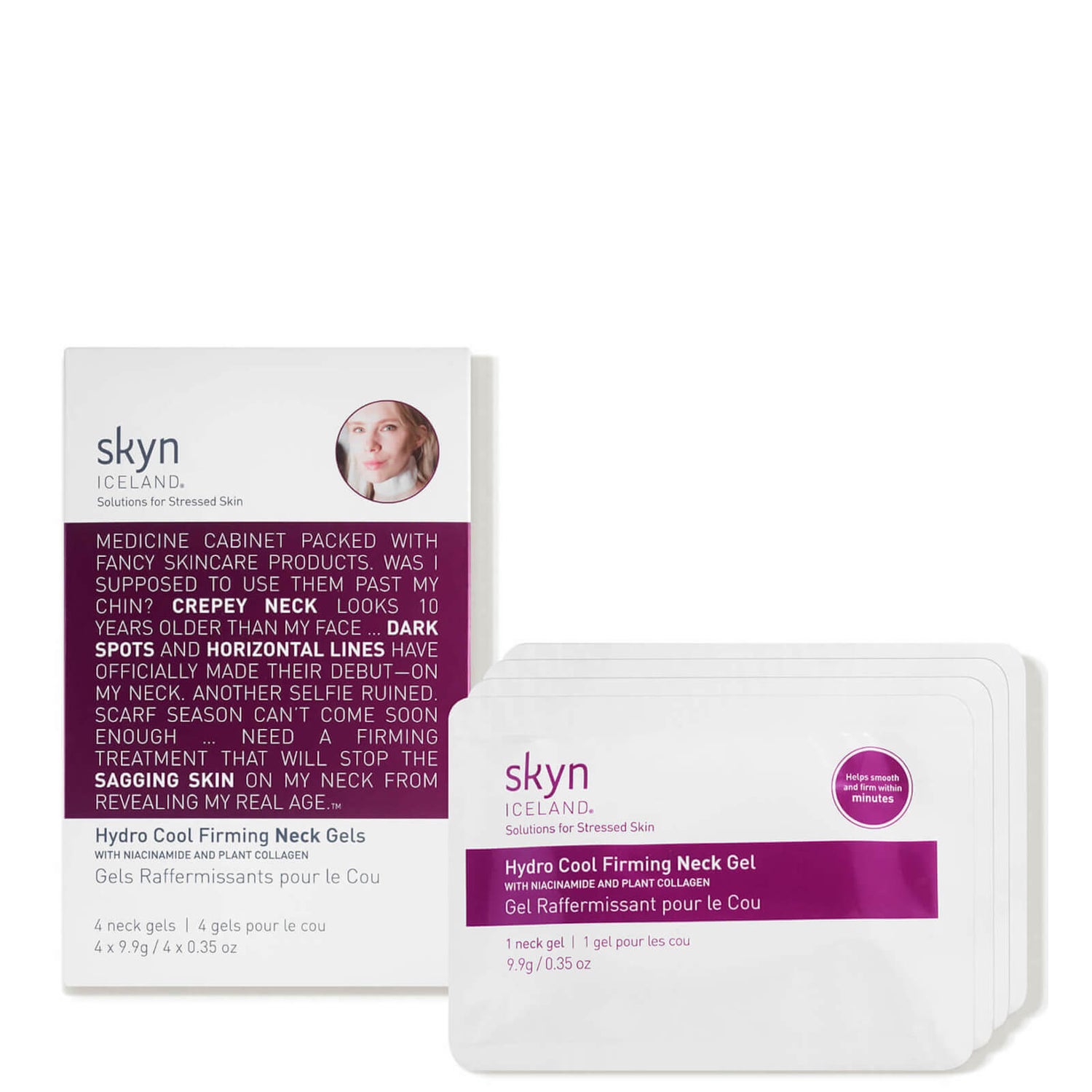 skyn ICELAND Hydro Cool Firming Neck Gels with Niacinamide and Plant Collagen (4 count)