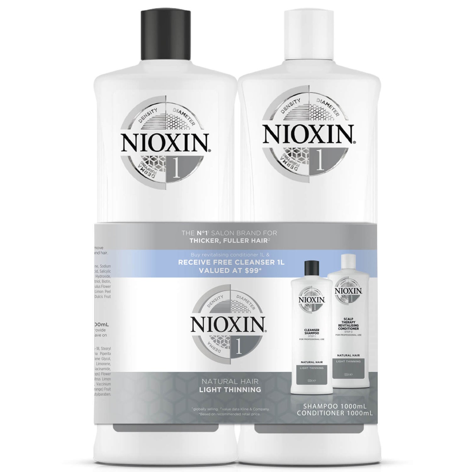 NIOXIN SYSTEM #1 1 L Shampoo and Conditioner Duo Pack