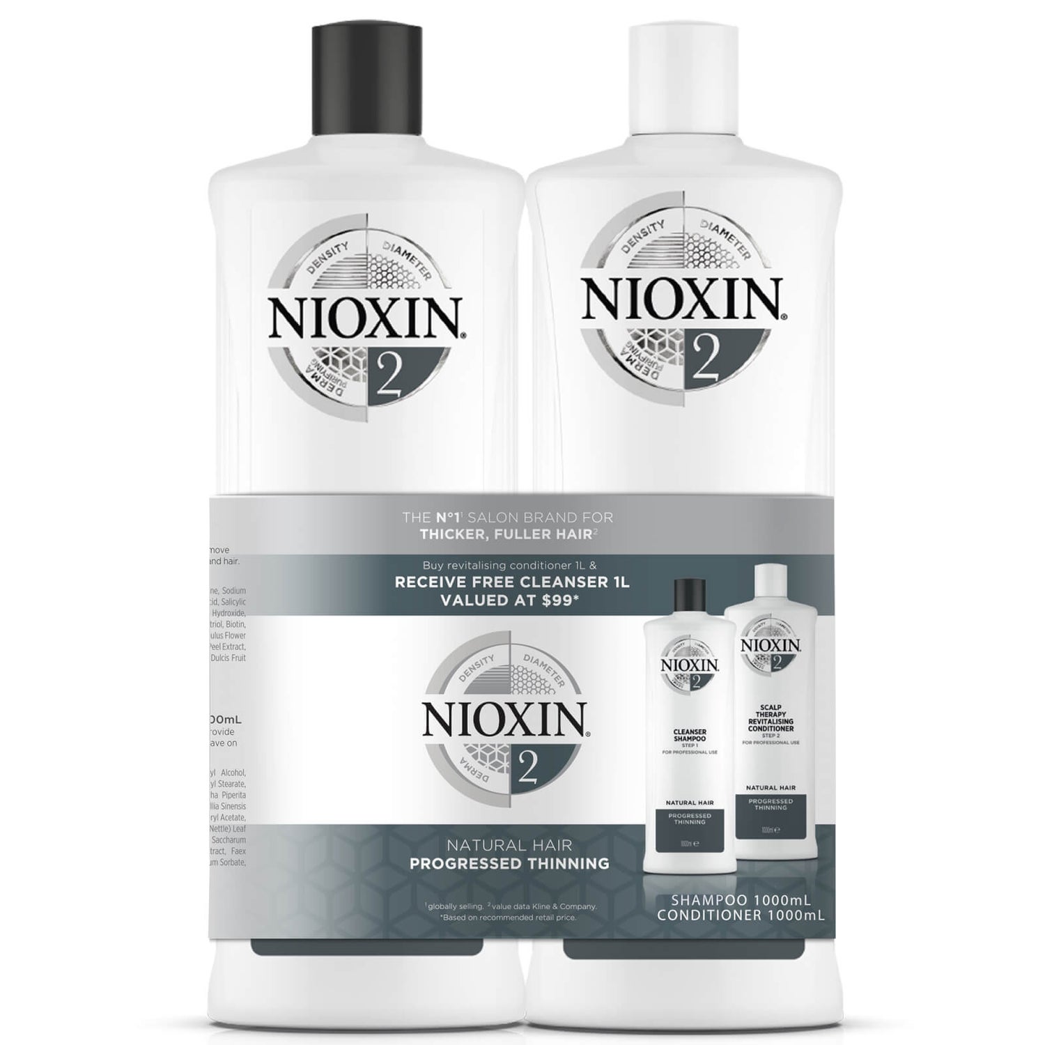 NIOXIN SYSTEM #2 1 L Shampoo and Conditioner Duo Pack