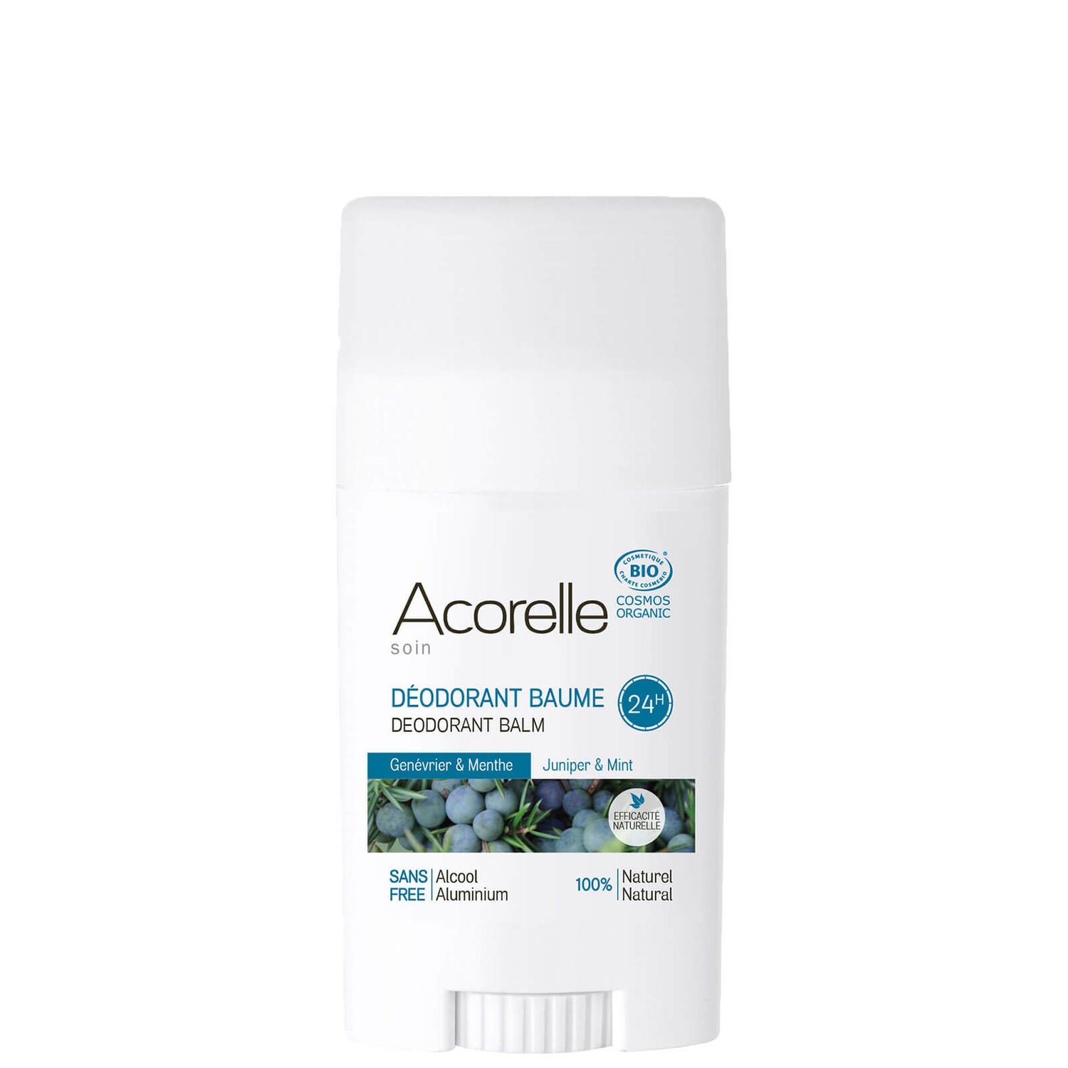 Desodorante orgánico y balsámico en stick con menta y enebro de Acorelle 40 g