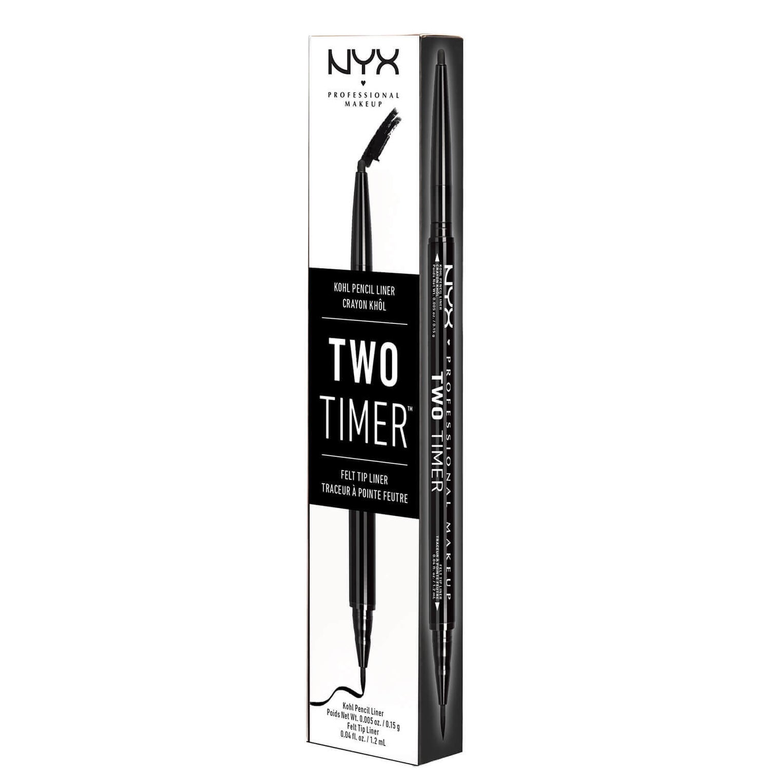 NYX Professional Makeup Two Timer - Dual Ended Eyeliner – Jet Black