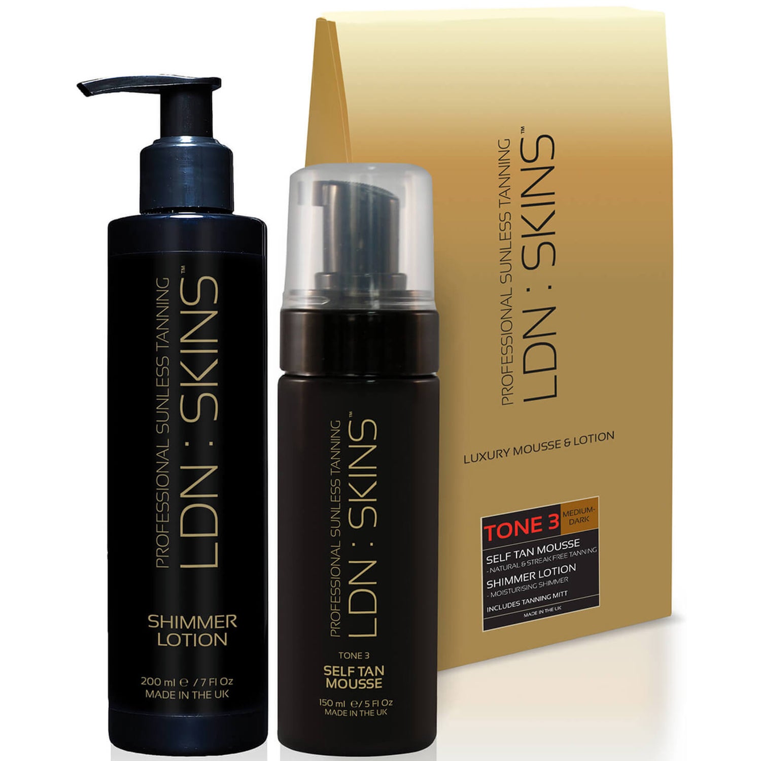 LDN : SKINS Luxury Mousse & Lotion Gift Set - Tone 3 Medium/Dark