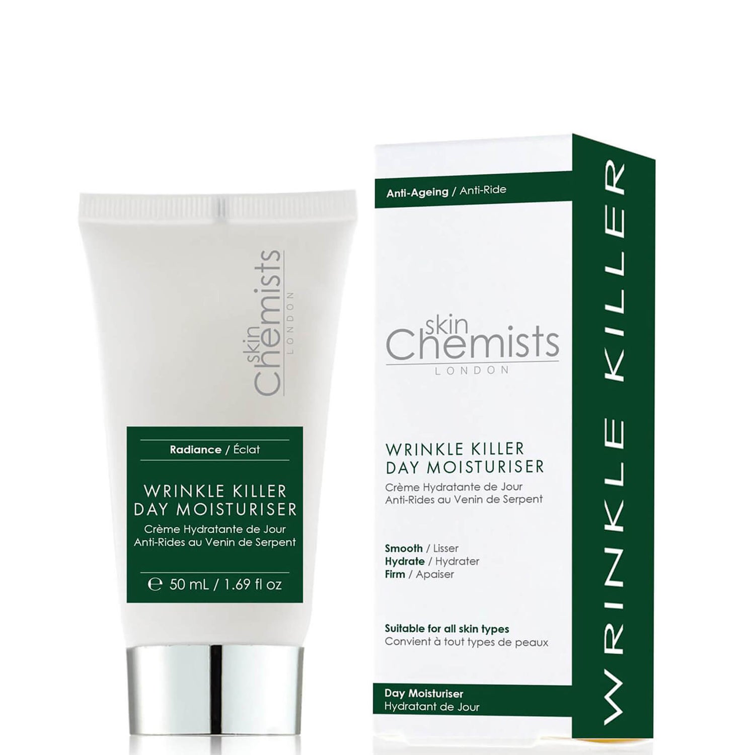 Creme Hidratante de Dia de Antienvelhecimento Wrinkle Killer da skinChemists London 50 ml