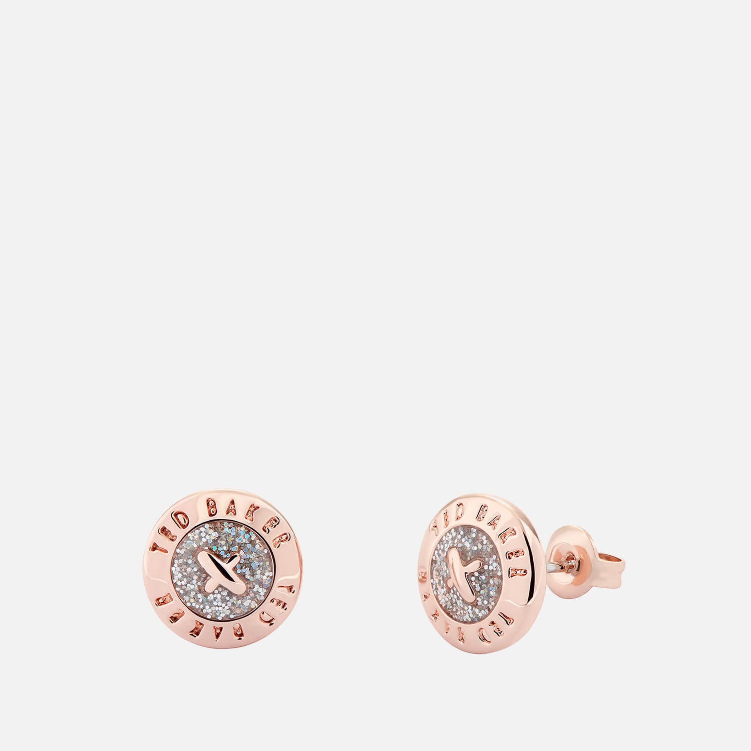 Ted Baker Women's Eisley Enamel Mini Button Earrings - Rose Gold/Silver Glitter - Rose Gold