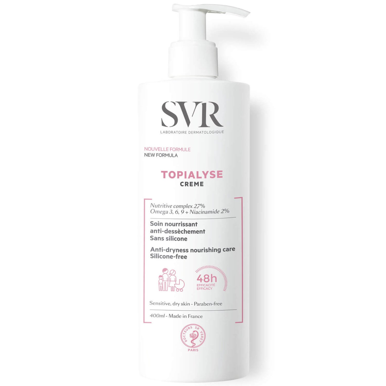 SVR Topialyse Moisturising Face + Body Cream for Dry, Sensitive + Eczema-Prone Skin of All Ages - 400ml