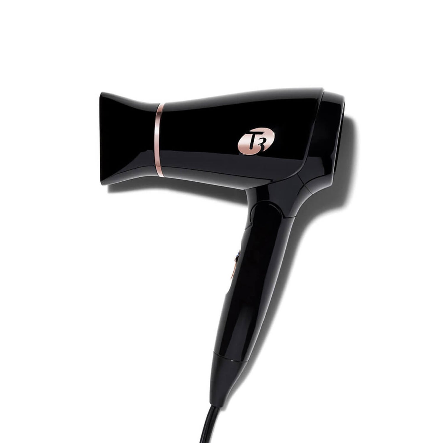 T3 Featherweight Compact Folding Hair Dryer with Dual Voltage - Black/Rose Gold (3 piece)