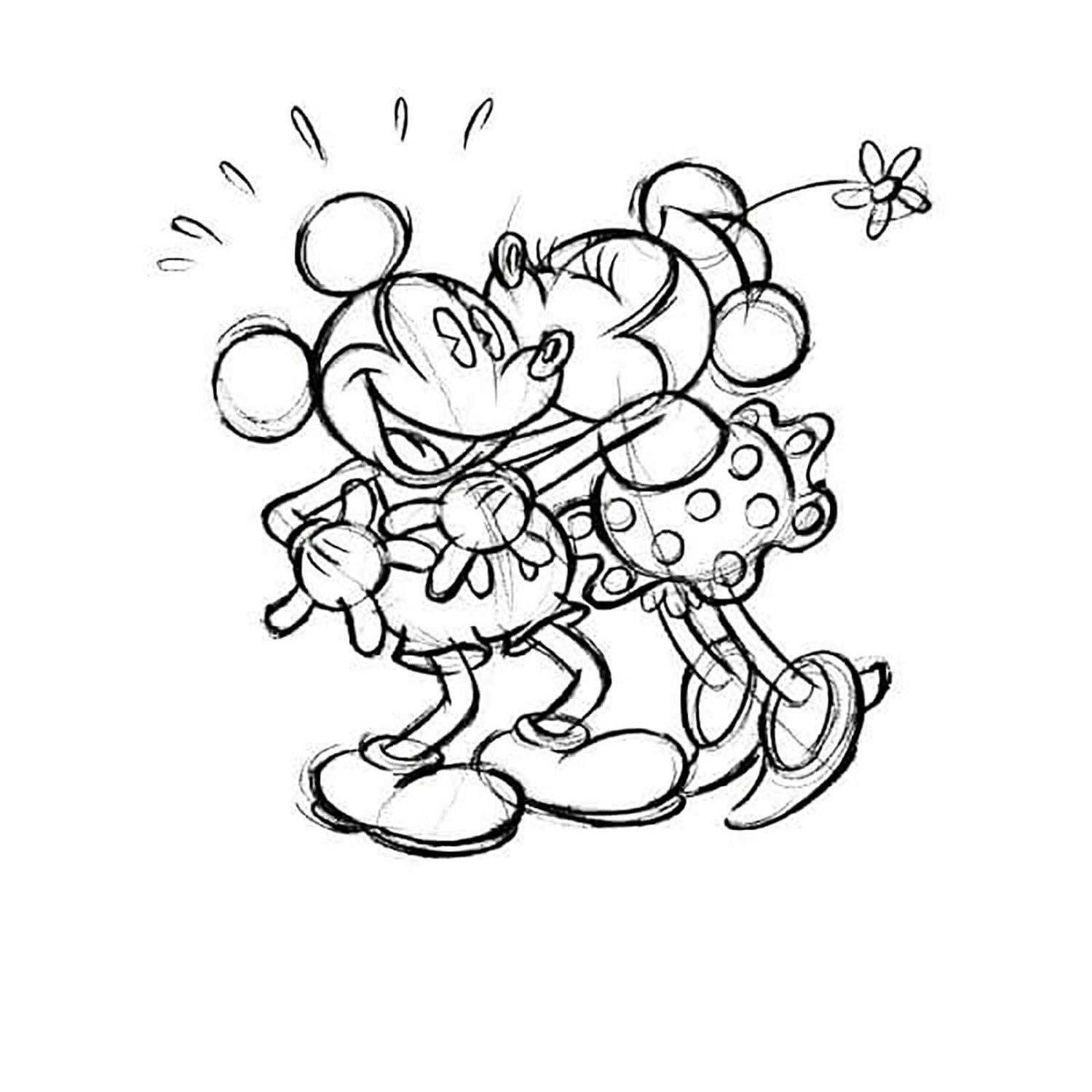 Camiseta Disney Mickey Mouse Beso Mickey & Minnie - Mujer - Blanco
