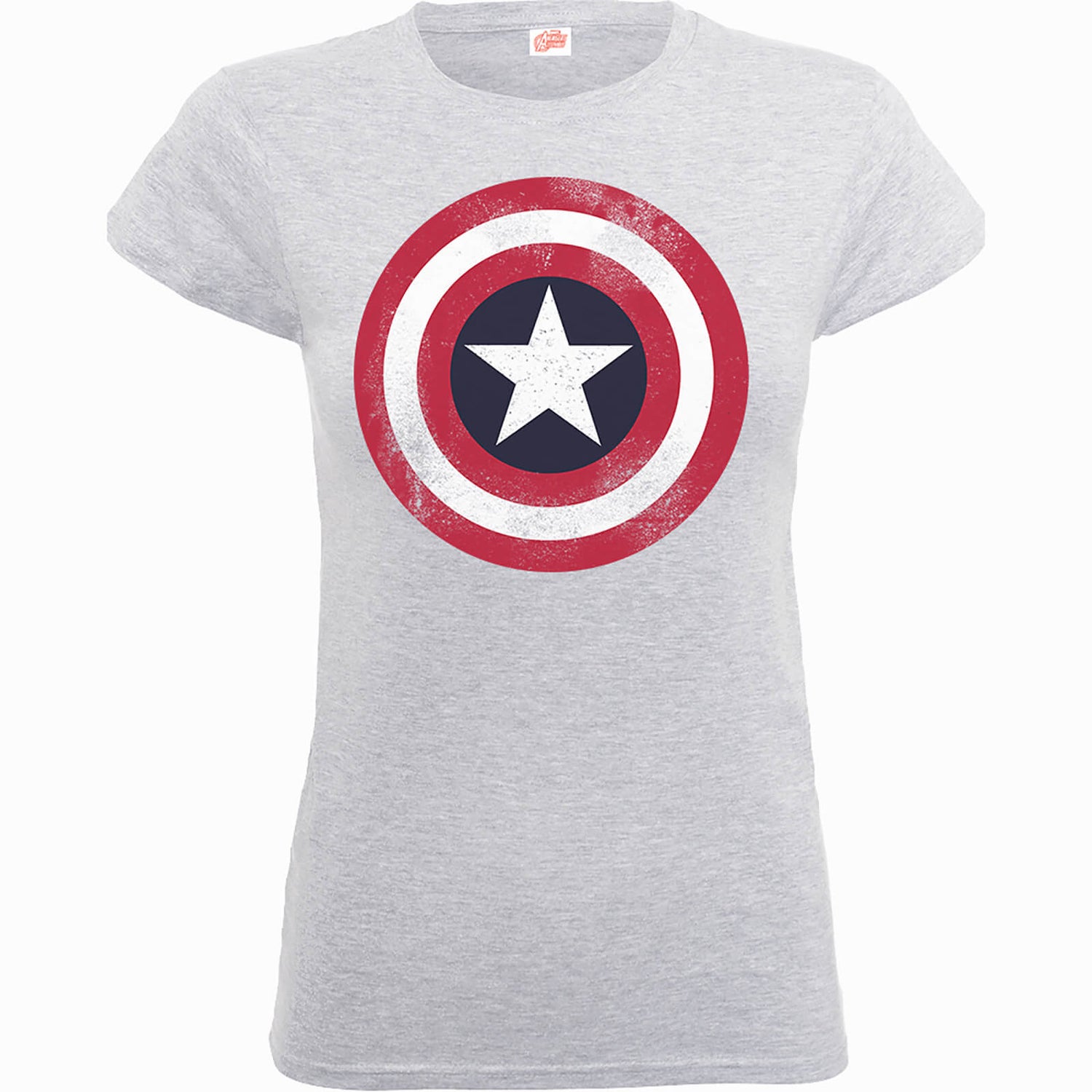 Marvel Avengers Assemble Captain America Distressed Shield Dames T-shirt - Grijs