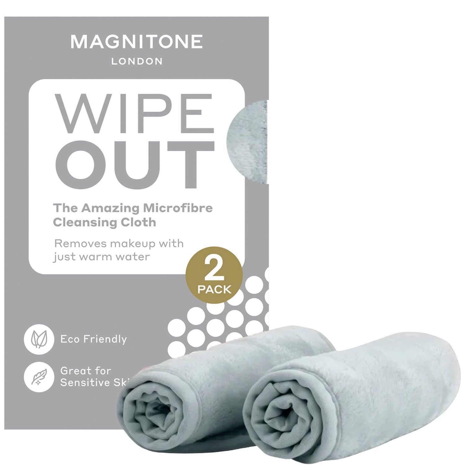 Lingettes Nettoyantes WipeOut! The Amazing MicroFibre Cleansing Cloth MAGNITONE London – Gris (x 2)