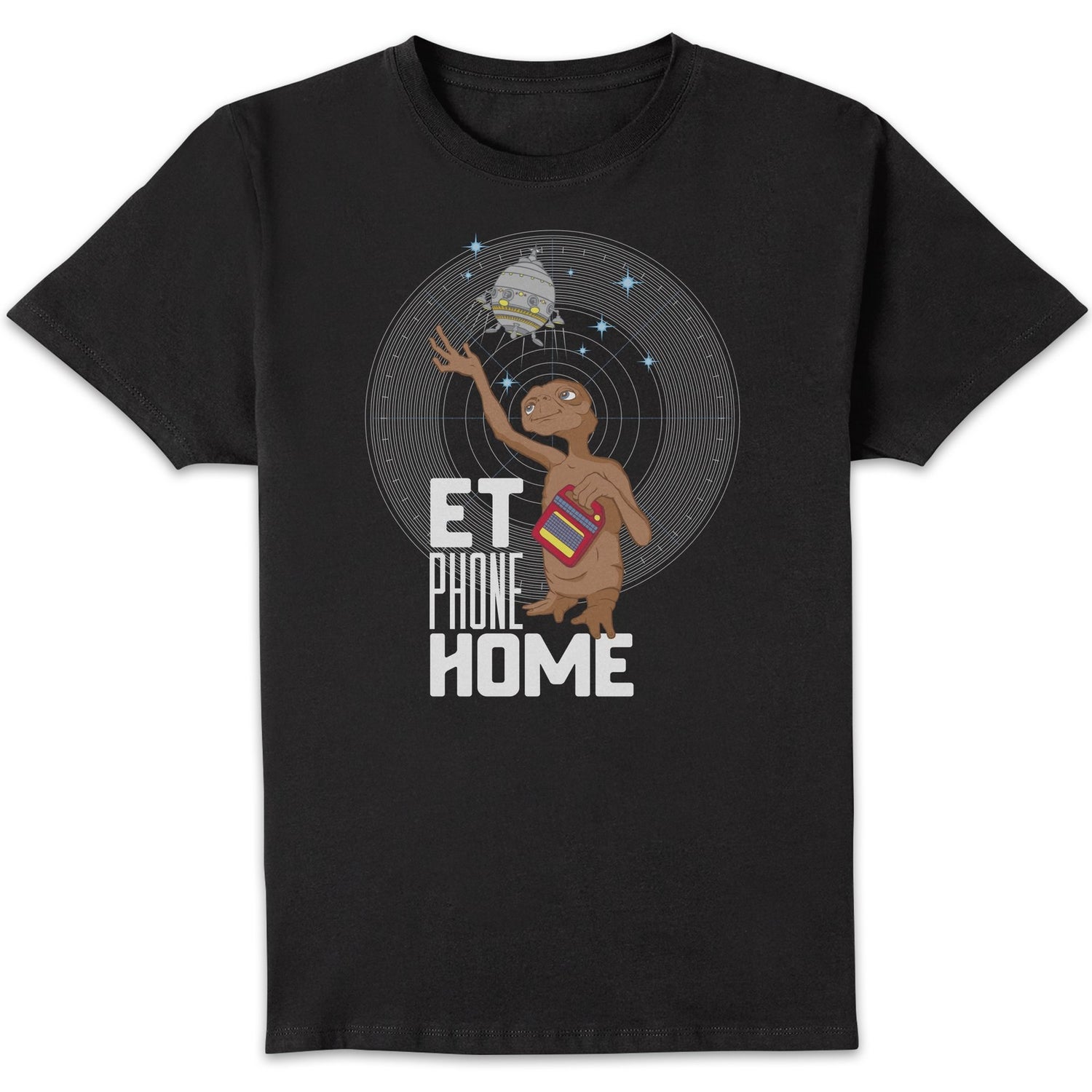 T-Shirt Homme E.T. l'extra-terrestre - Téléphone Maison - Noir