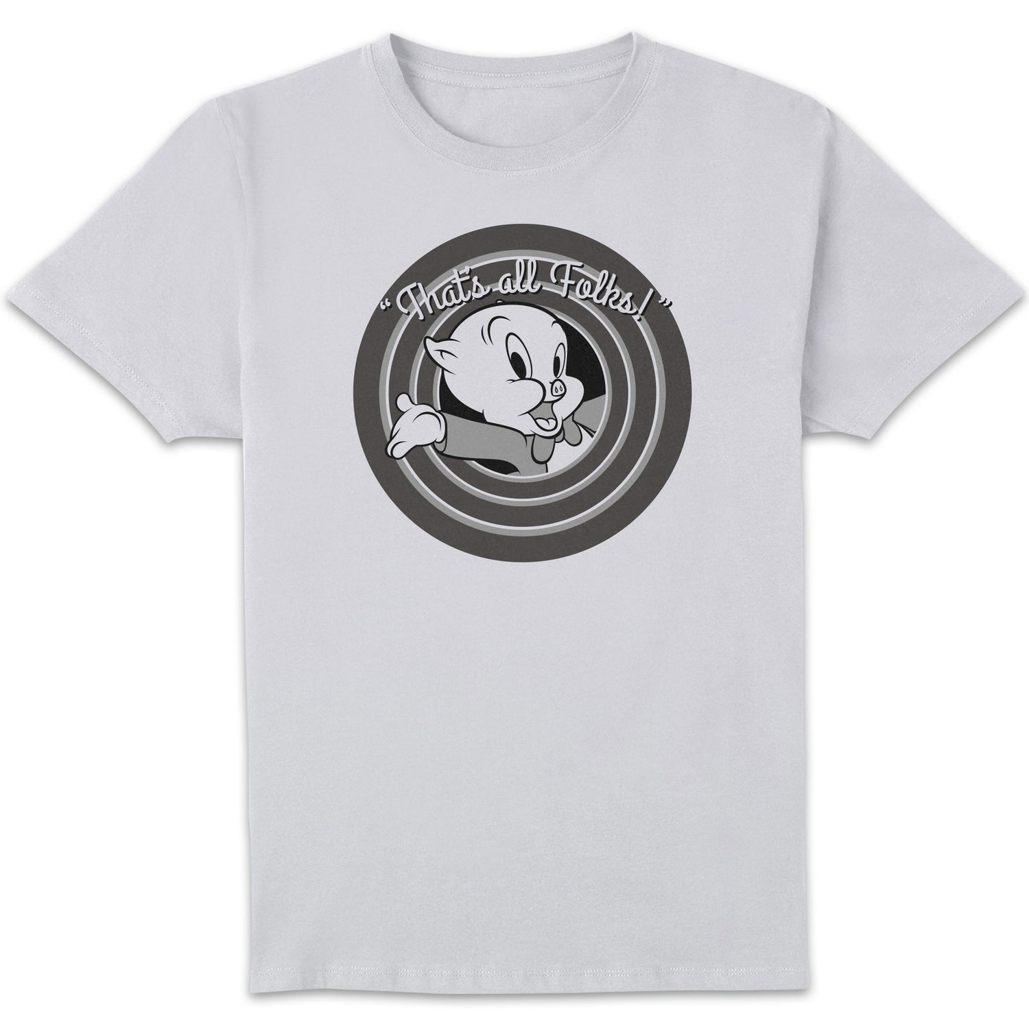 Looney Tunes Porky Pig Circle Logo T-shirt - Wit