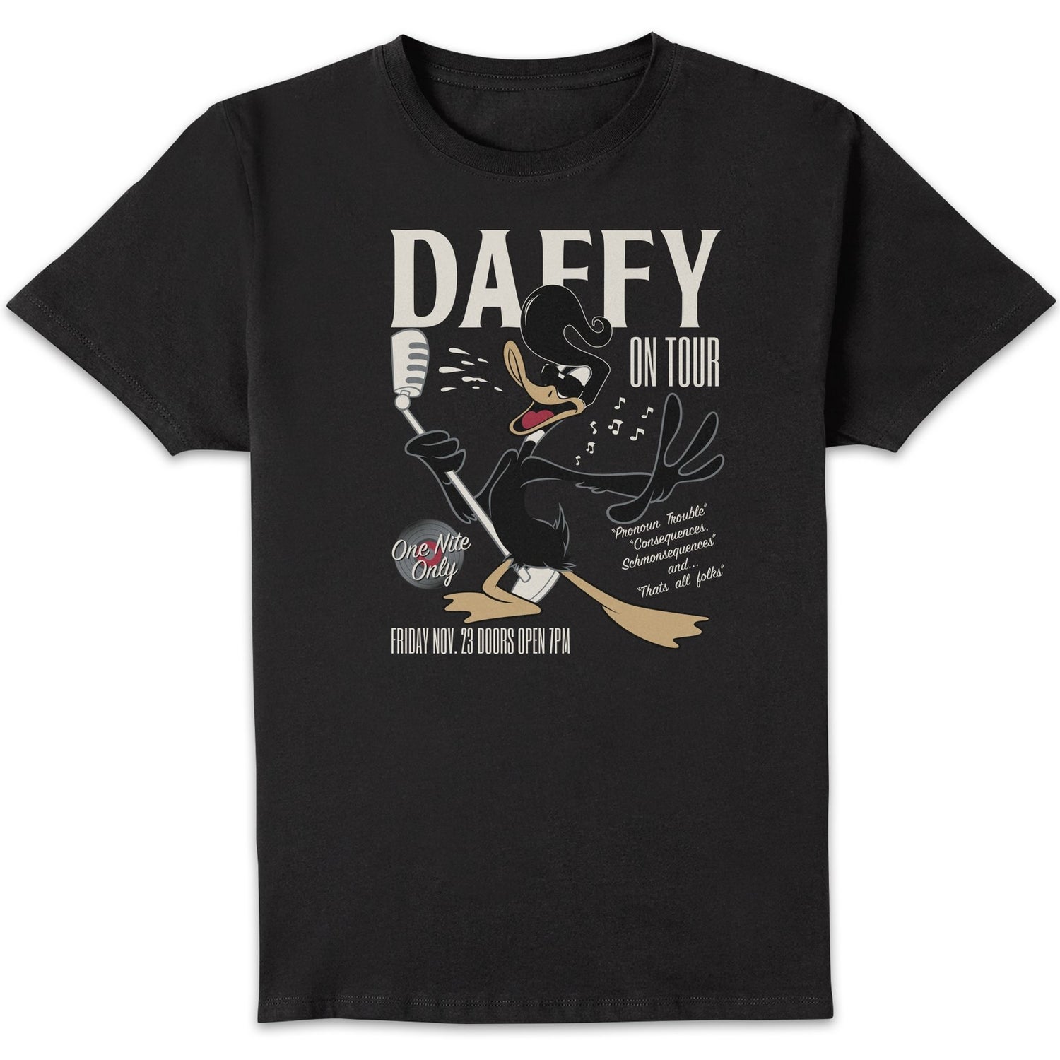 Looney Tunes Daffy Concert Men's T-Shirt - Black