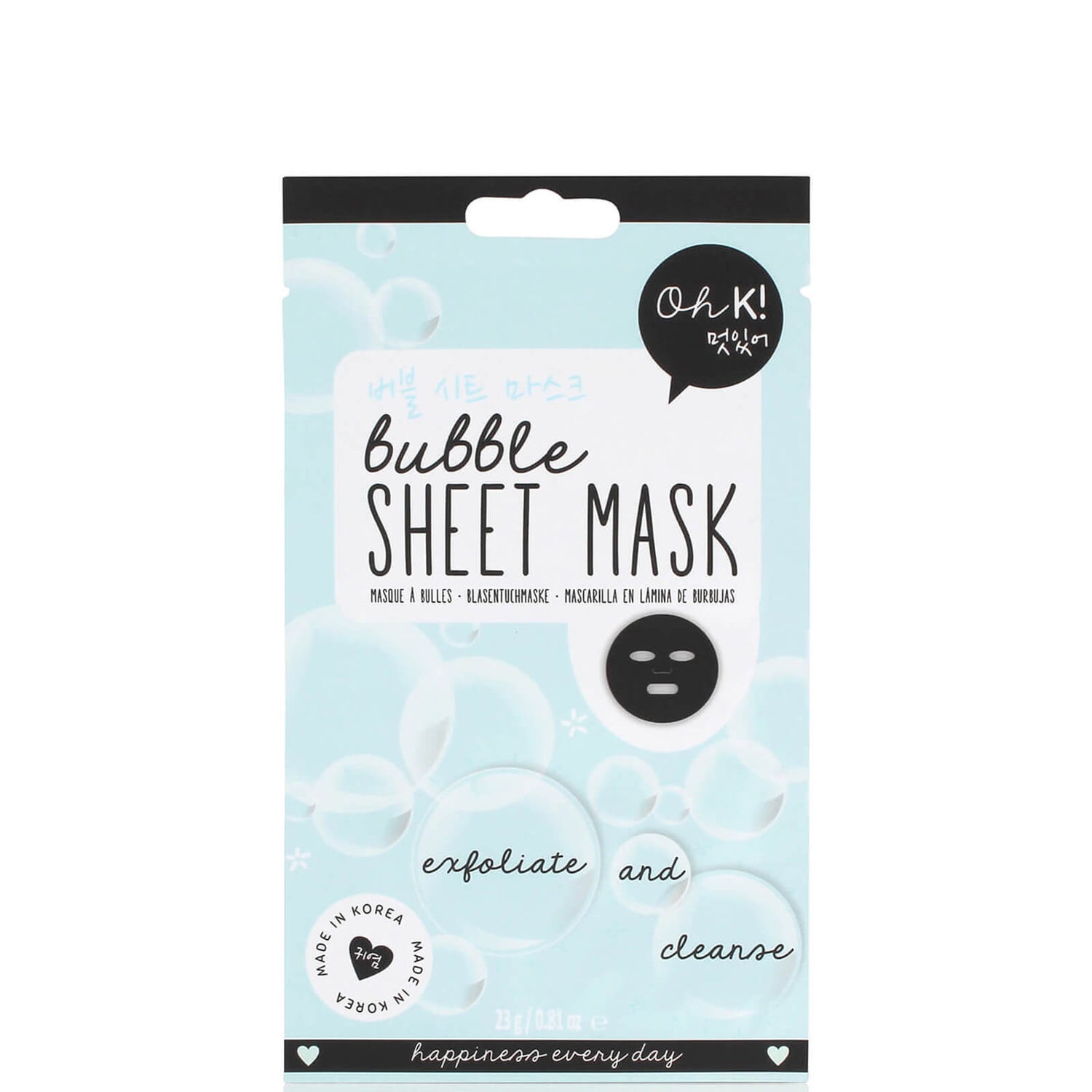 Oh K! Sheet Mask -kasvonaamio, Bubble 22ml