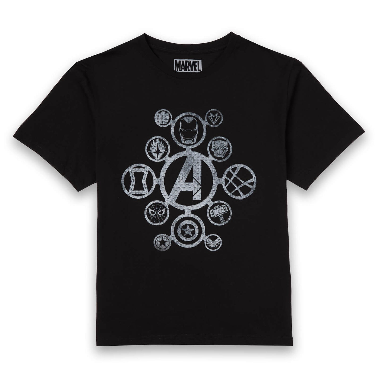 Avengers Distressed Metal Icon Men's T-Shirt - Black