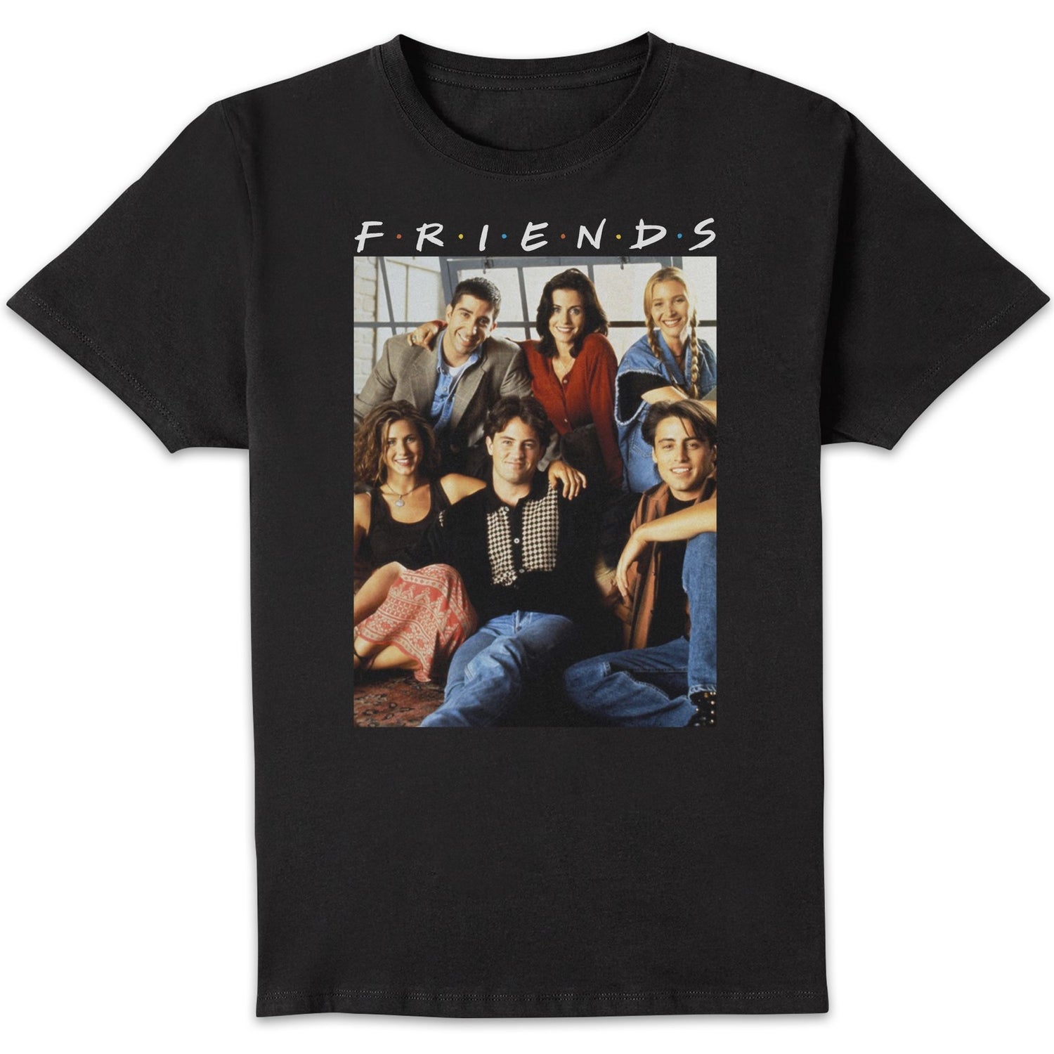 Friends Vintage Character Shot Men's T-Shirt - Black