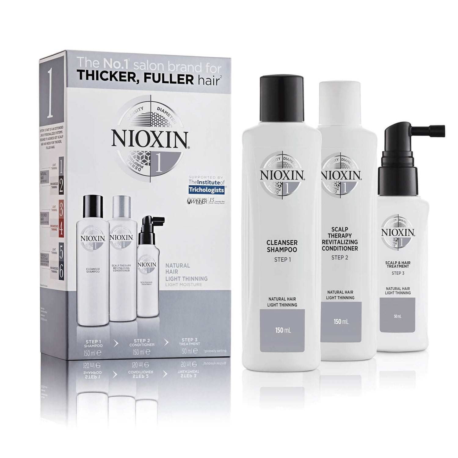 NIOXIN set di prova 1 del sistema in 3 parti per capelli naturali soggetti a diradamento leggero
