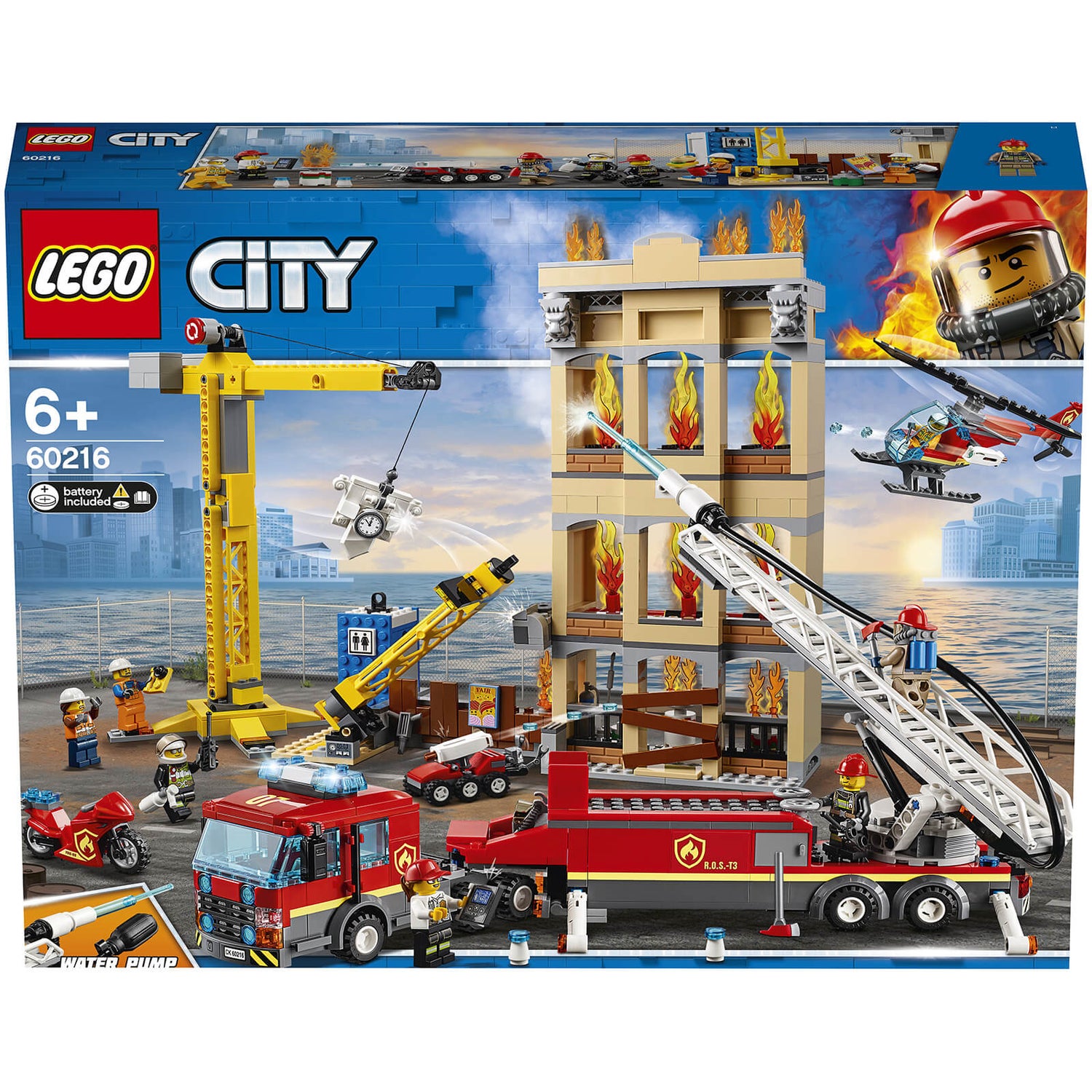 LEGO Downtown Brigade Crane Truck Copter Set (60216) Zavvi US