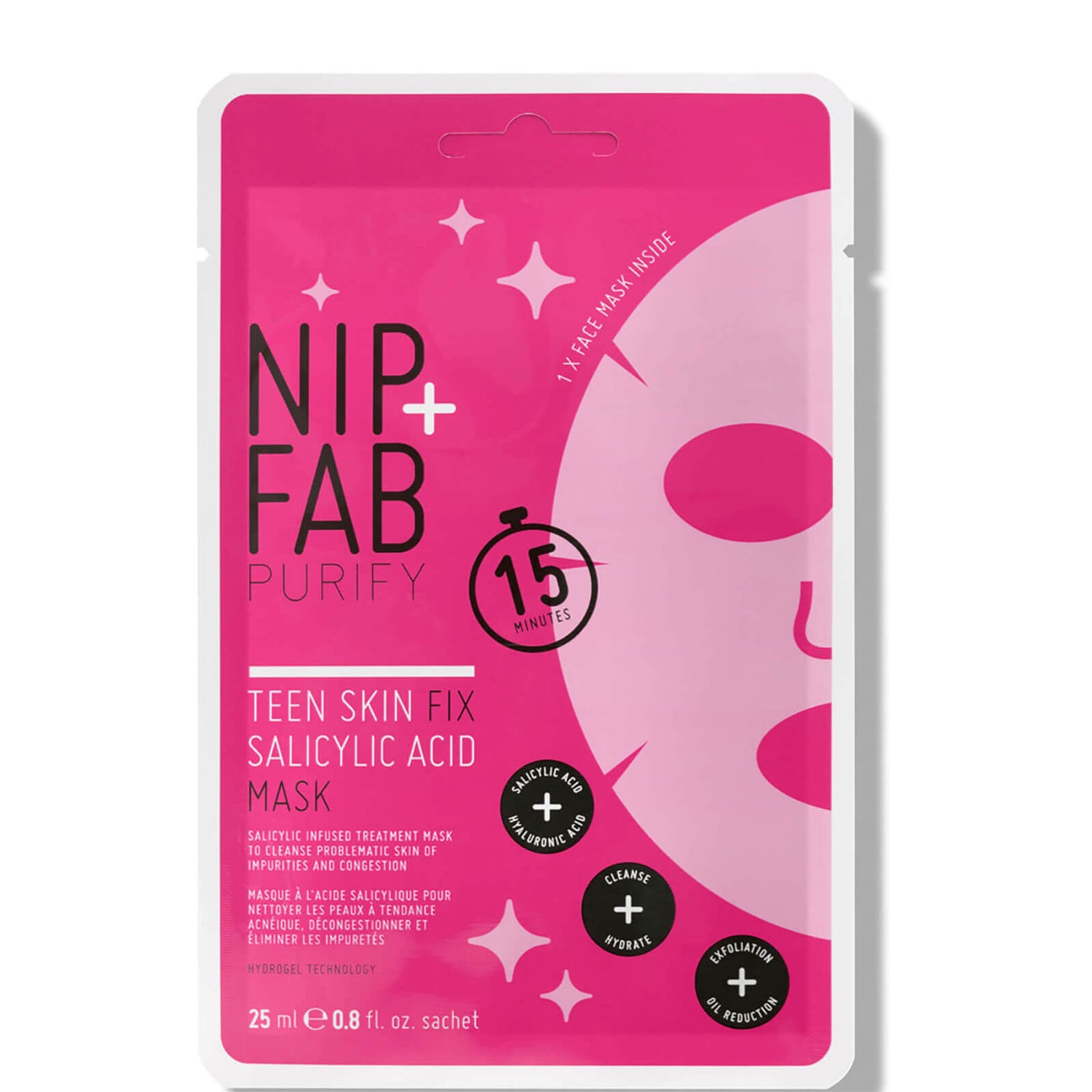 Máscara de Tecido com Ácido Salicílico Teen Skin Fix da NIP+FAB