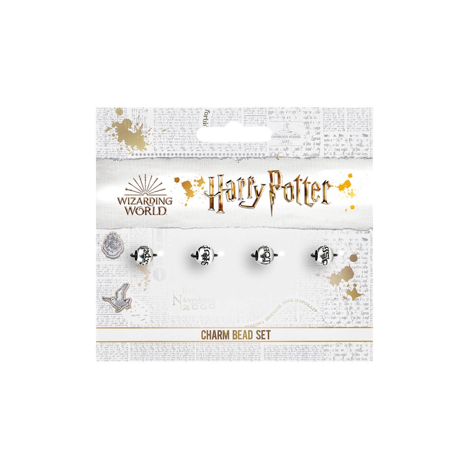 Harry Potter Charm Bead Set of 4 Spell Beads - Silver