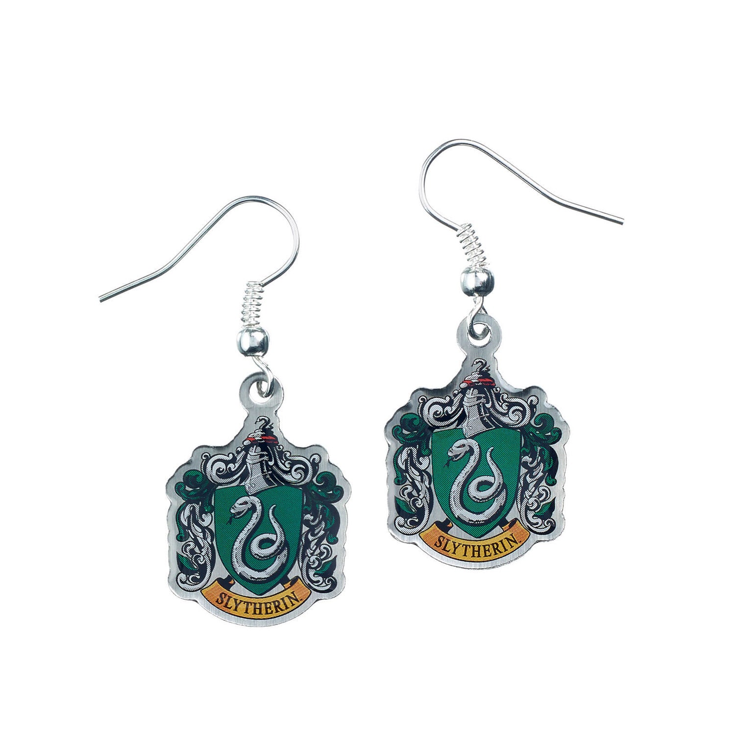 Harry Potter Slytherin Crest Drop Earrings - Silver