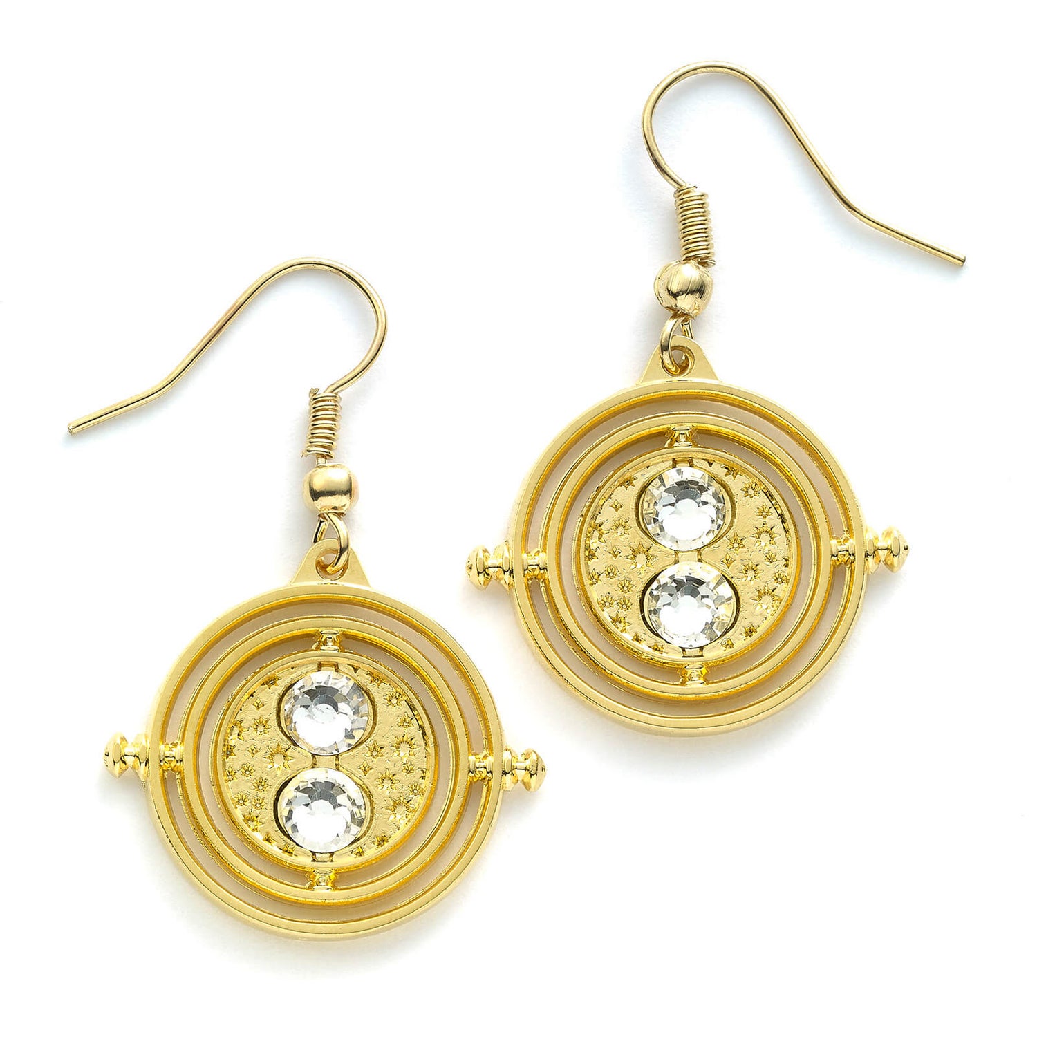 Harry Potter Fixed Time Turner Drop Earrings- Gold