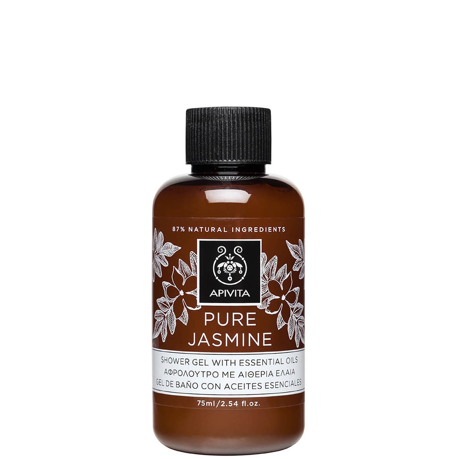 Гель для душа с эфирными маслами и ароматом жасмина APIVITA Pure Jasmine Mini Shower Gel with Essential Oils 75 мл
