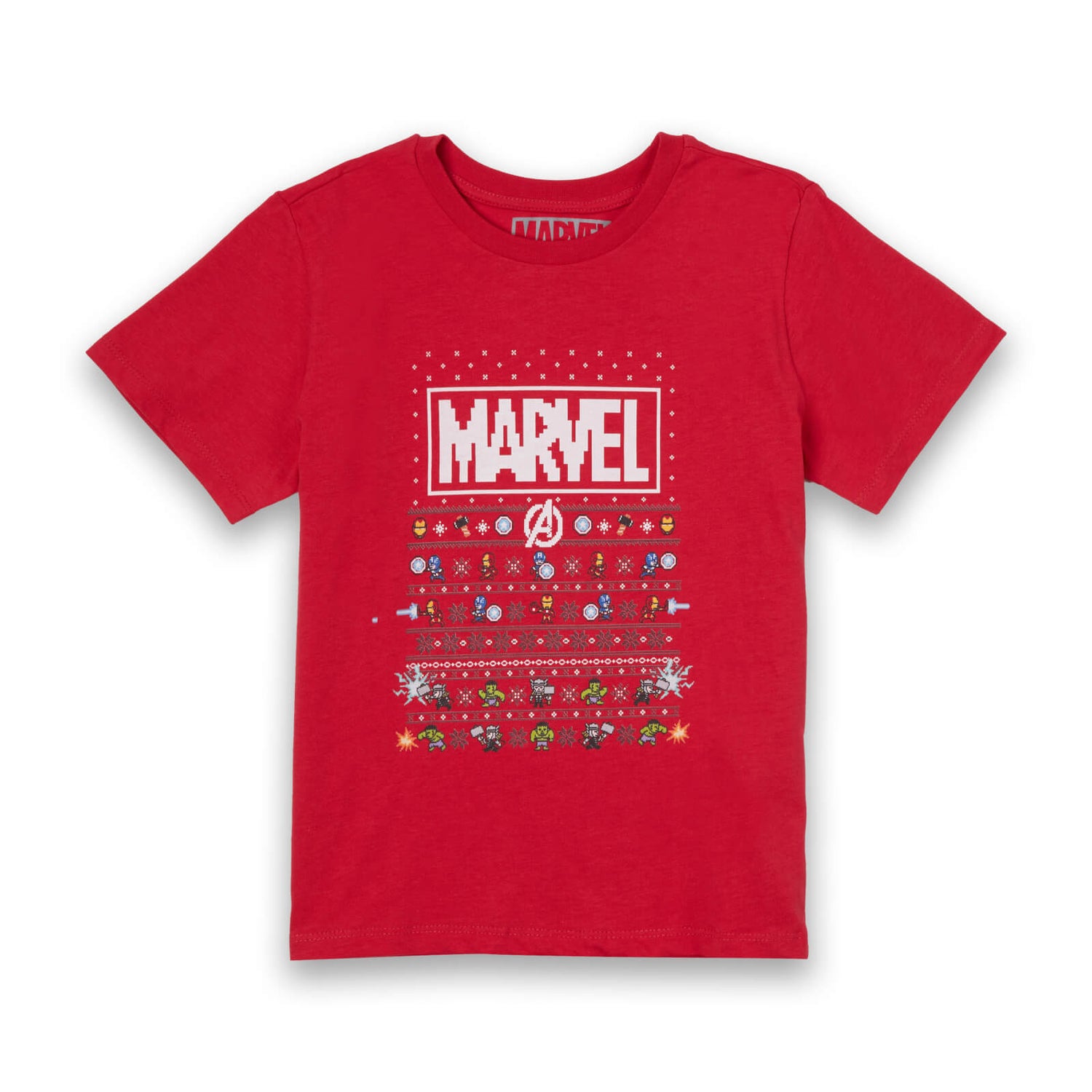 T-Shirt de Noël Homme Marvel Avengers Pixel Art - Rouge